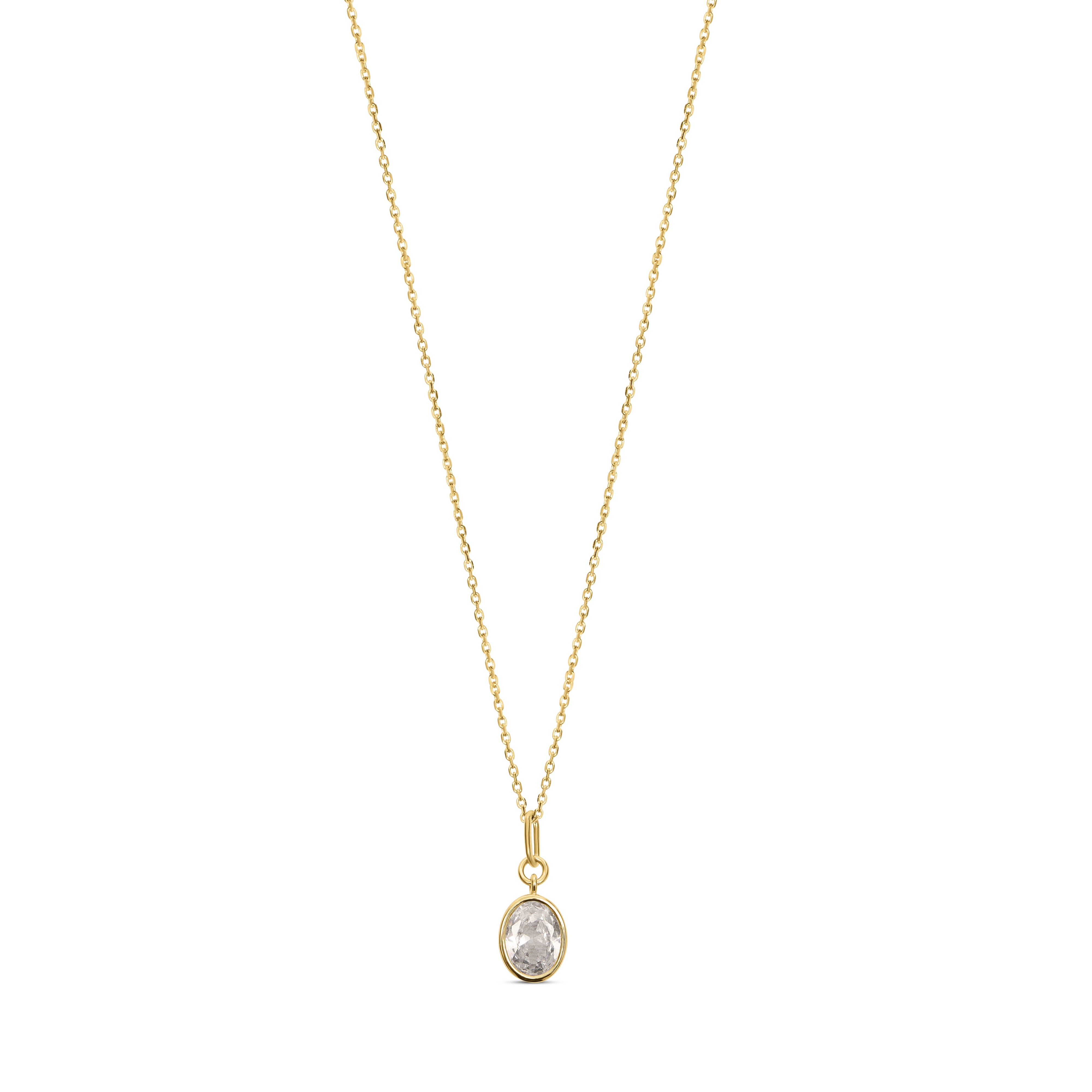Women's Gold Oval Solitaire Necklace | Esterah