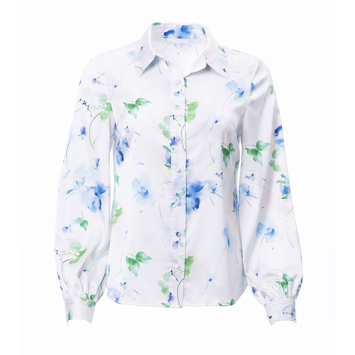 Carloslines Women's Button Down Long Sleeve Shirt In Watercolored Flowers Print