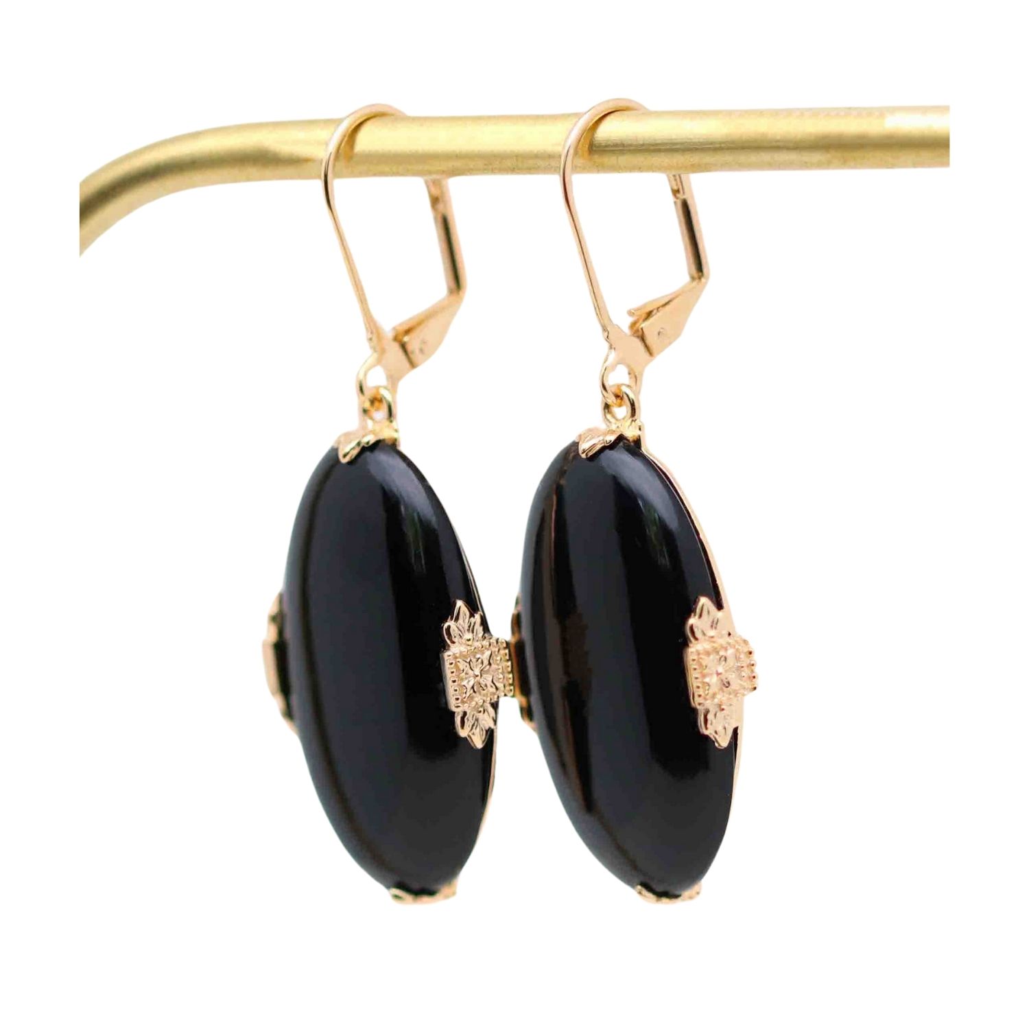 Women’s Gold / Black Josephine Black Onyx Earrings Lambertine Sas