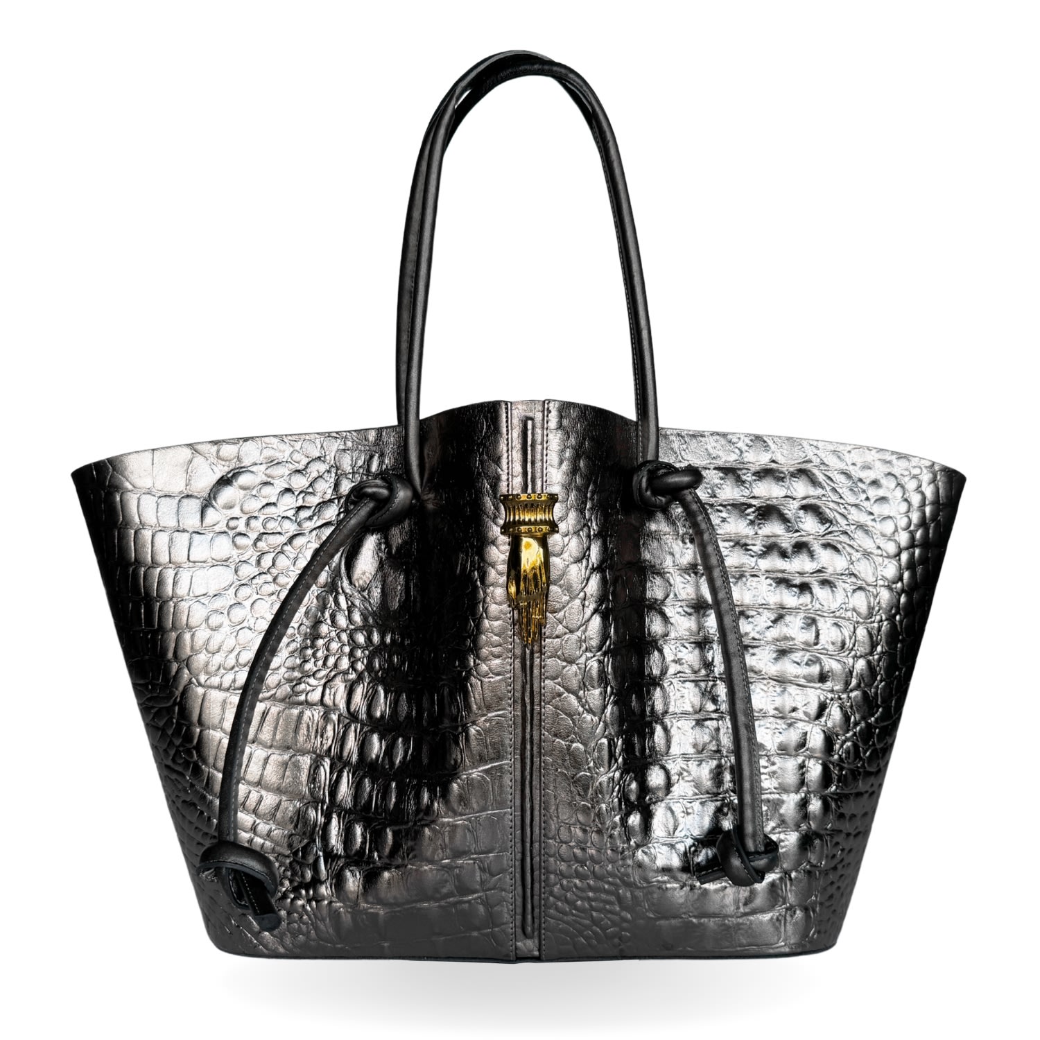 Indigolush Women's The Lasso Tote Leather Bag Silver