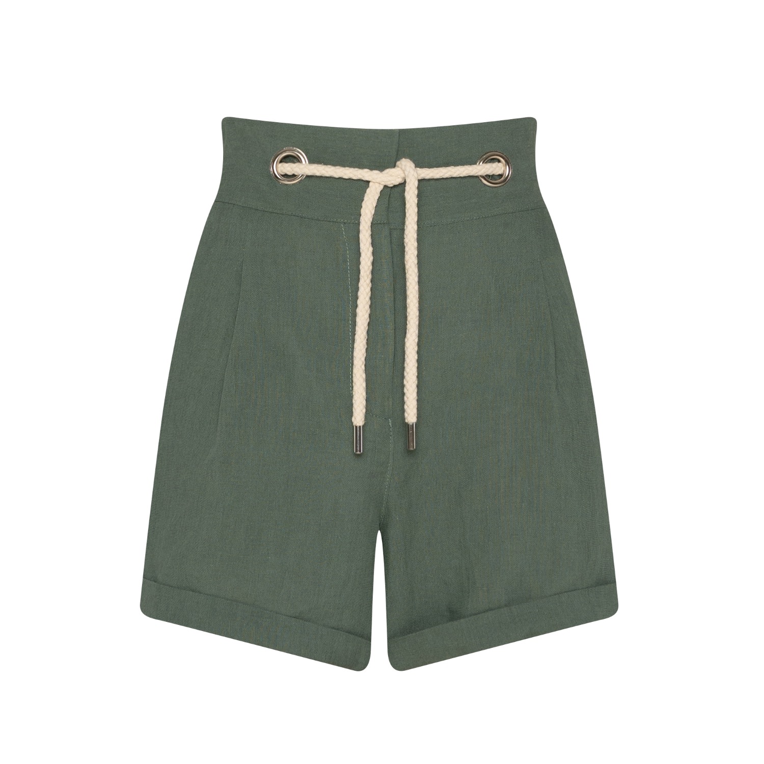 Liga Linen Olive High Waisted Short by Bukawaswim