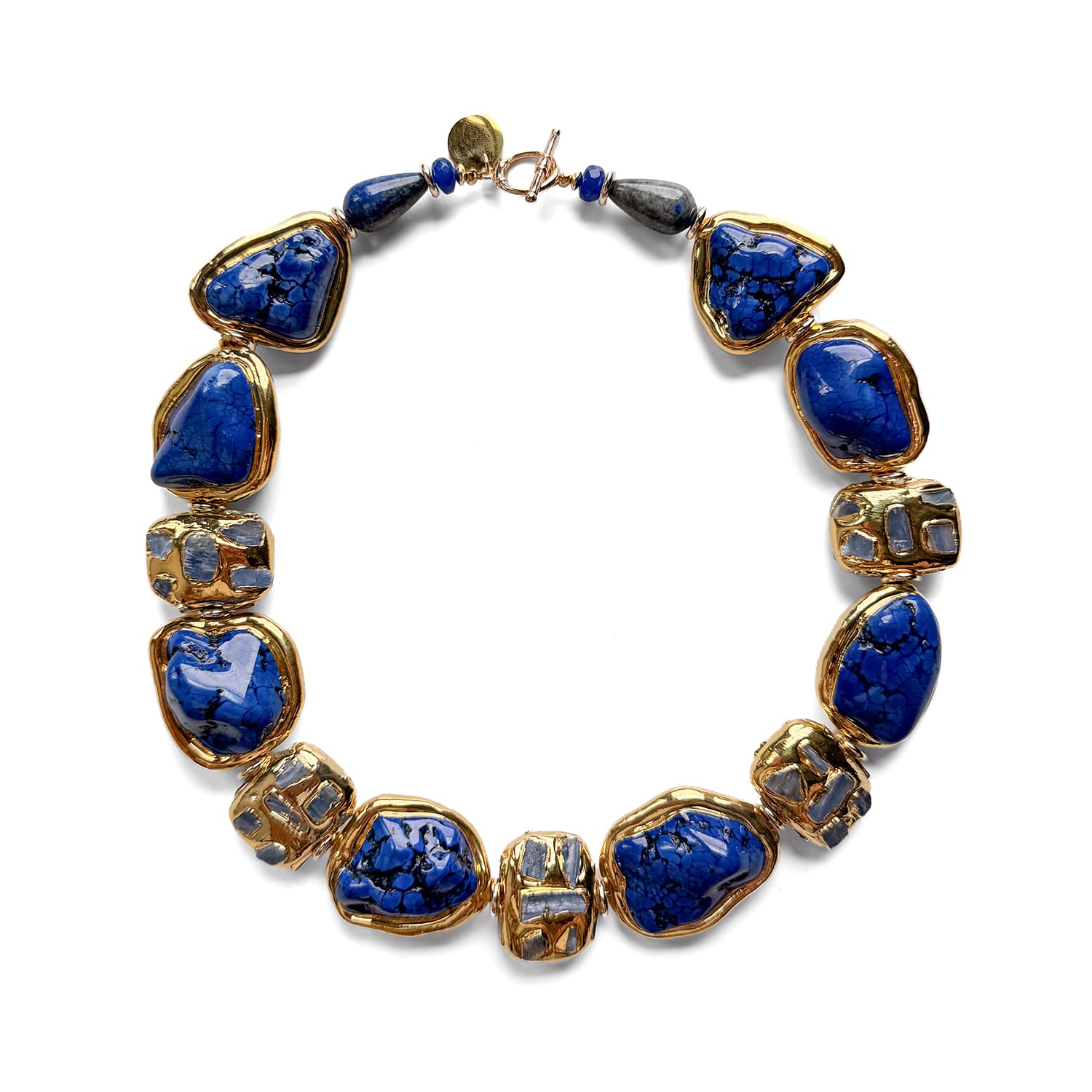 Women's Blue / Gold Edgar Navarro Sodalite & Lapis Chunky Statement Necklace | Edgar Navarro Jewelry