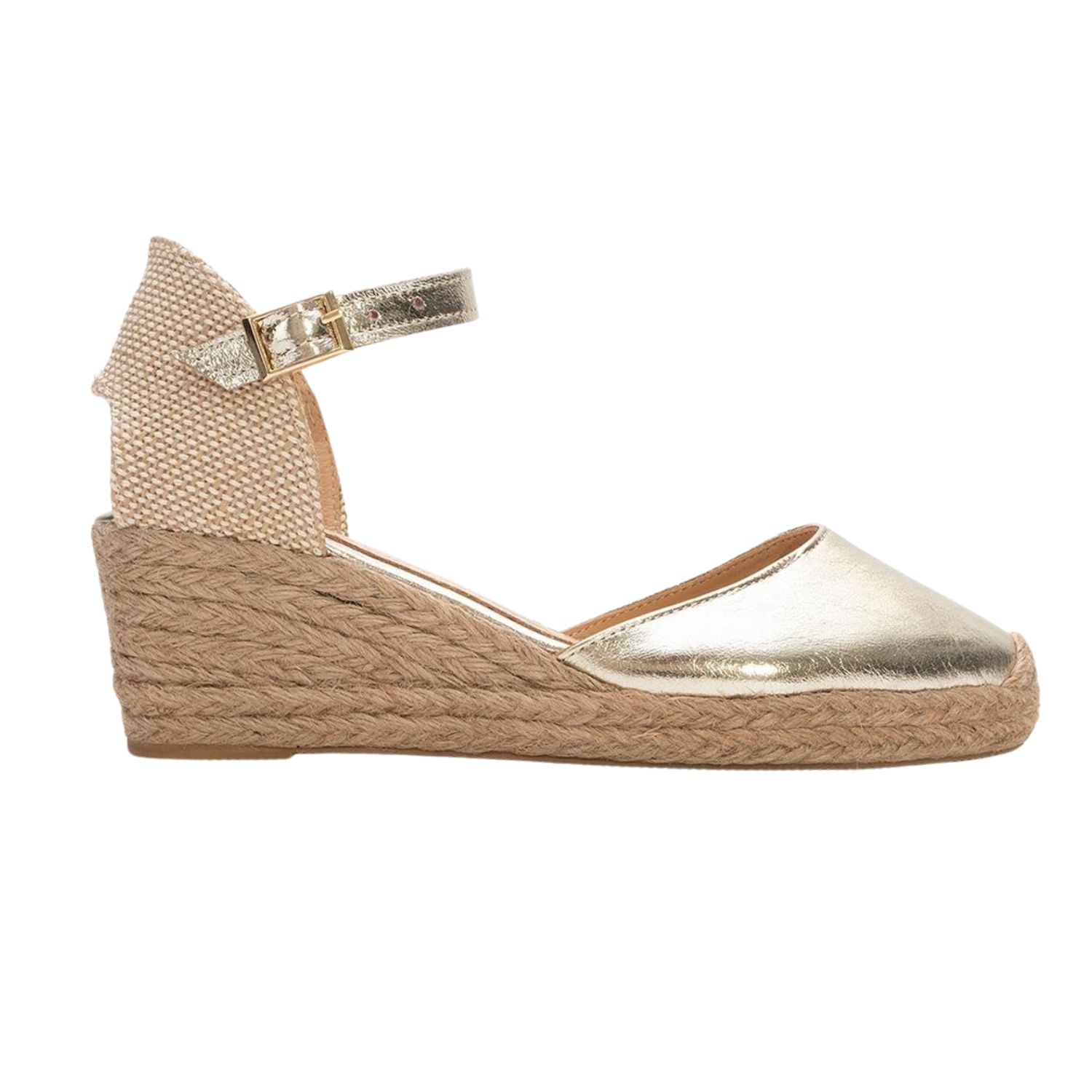 Forever & Always Shoes Women's Aldea Gold Leather Platform Espadrille In Gold