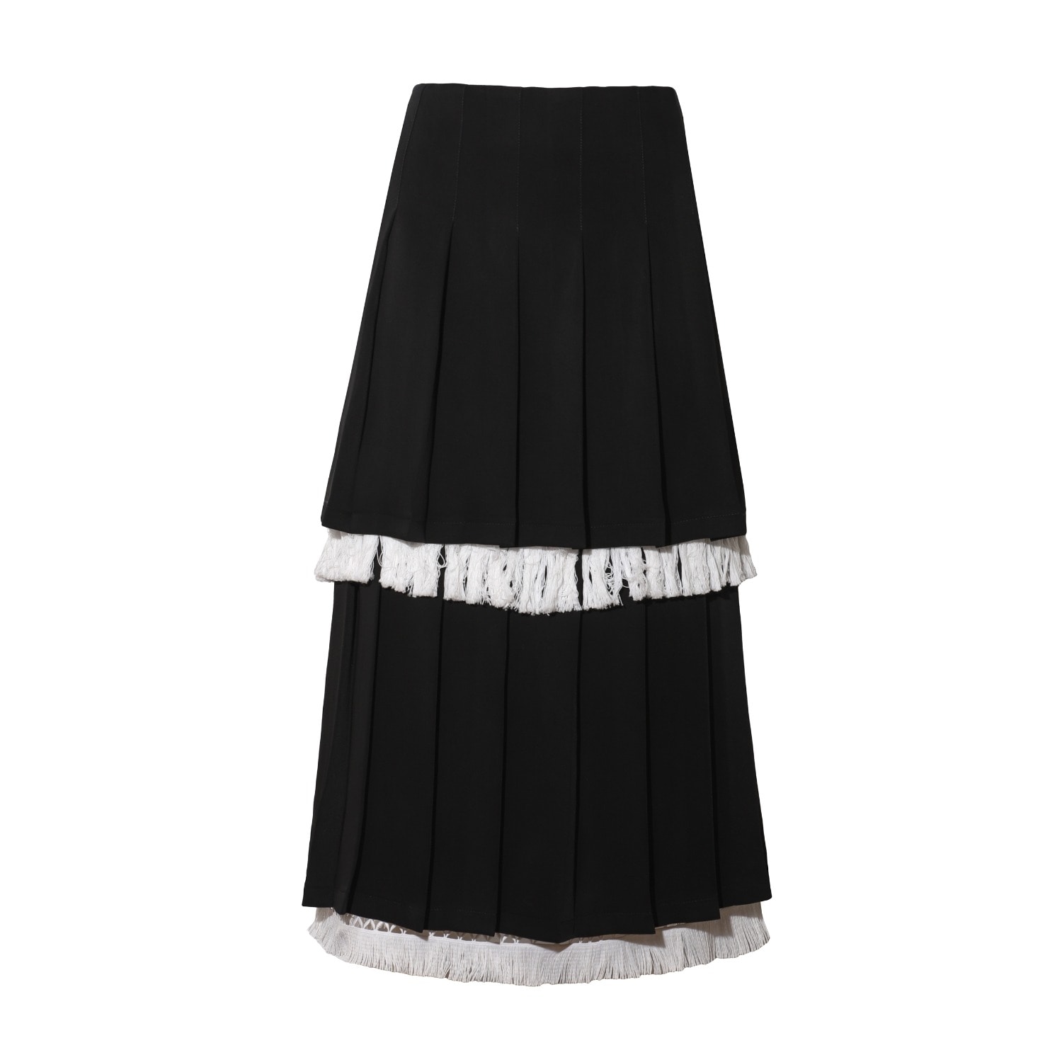 Julia Allert Women's Pleated A-line Skirt With Fringe Detail Black In Black