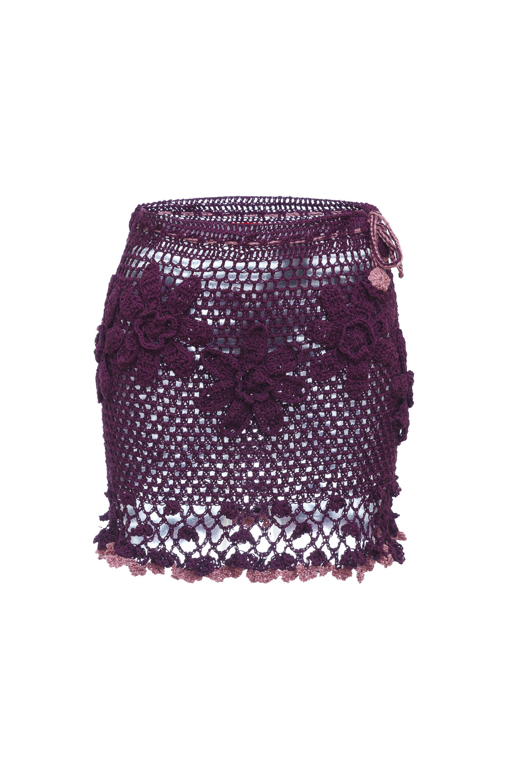 Andreeva Women's Pink / Purple Violet Handmade Crochet Mini Skirt