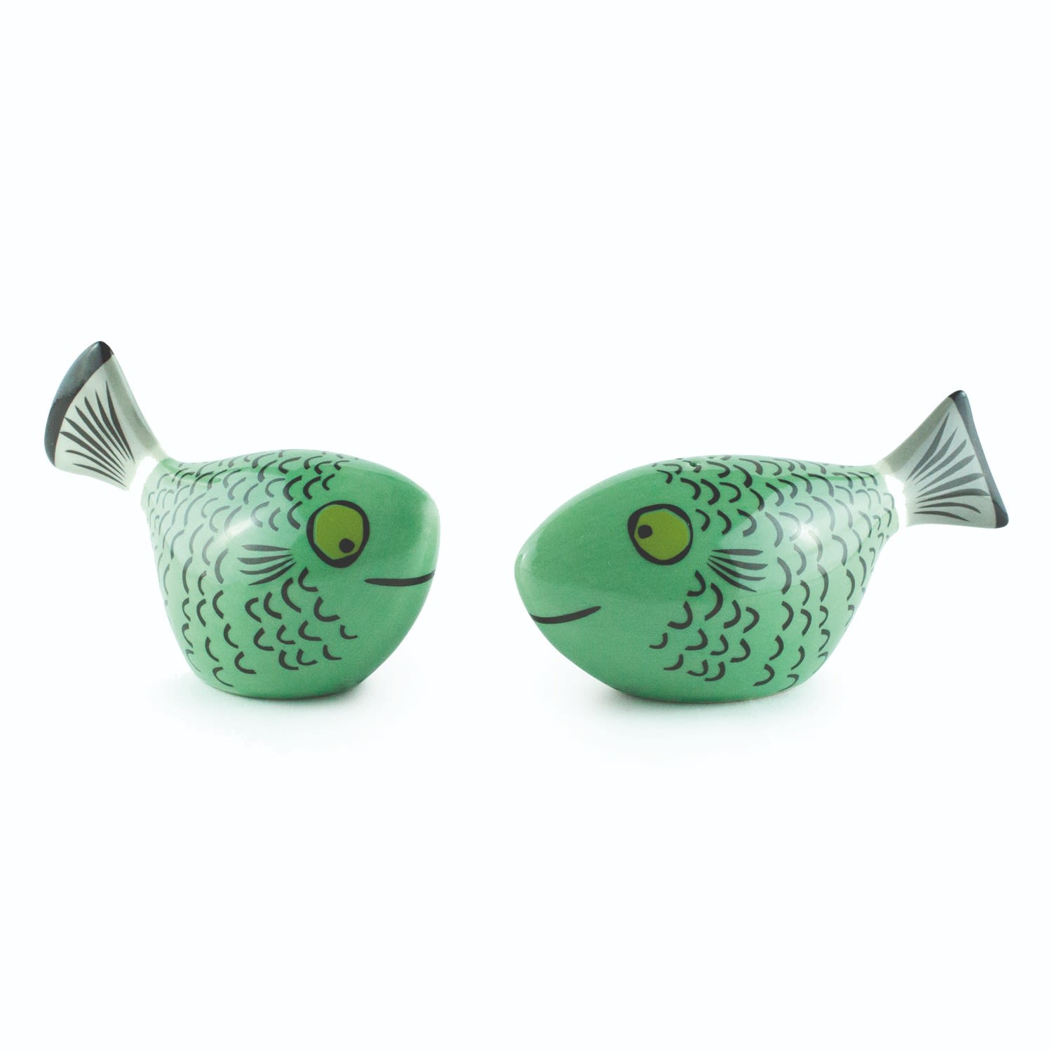 Hannah Turner Green Fish Salt & Pepper Shakers In Green