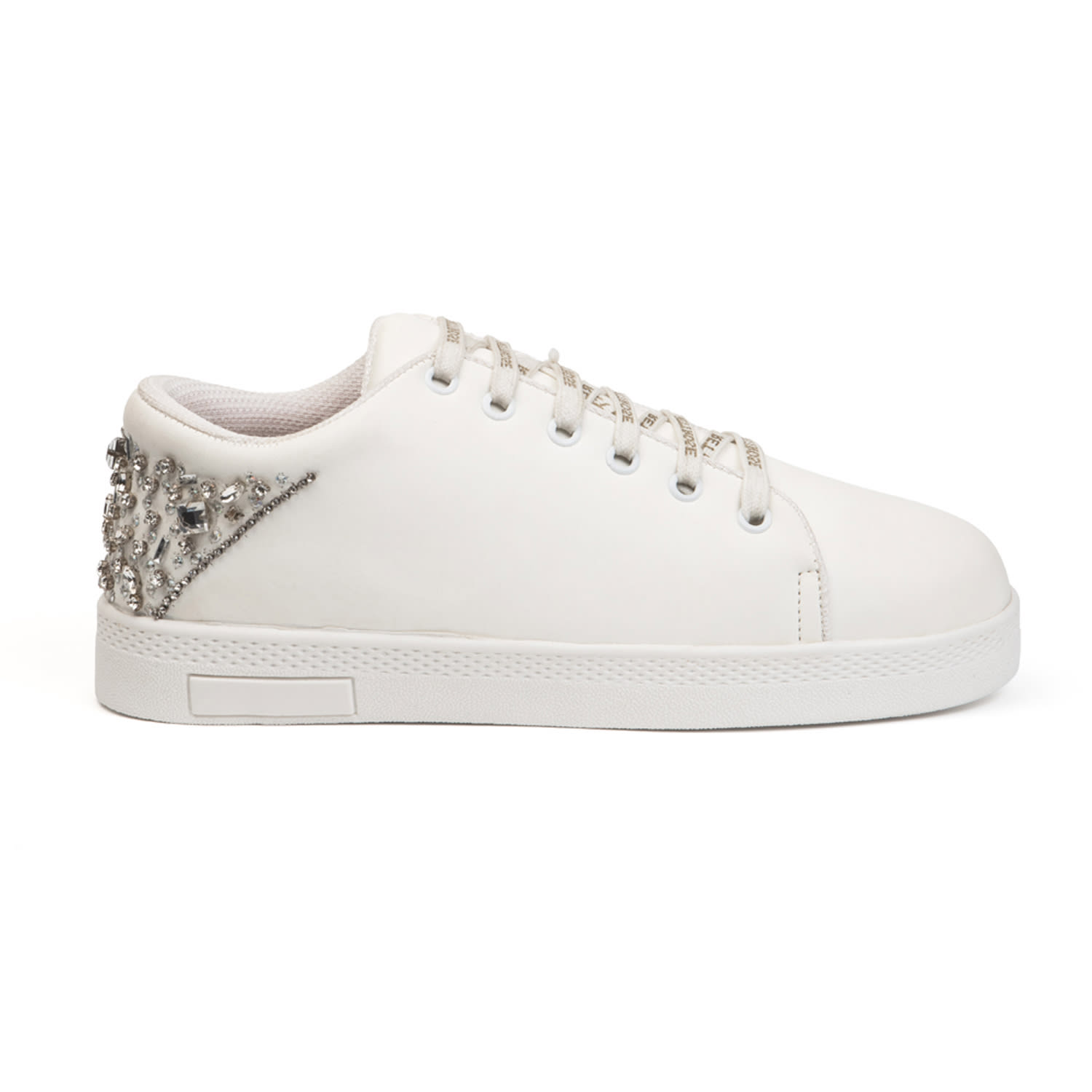 Rettrose Women's Lexi Luxury White Suede Handmade Embellished Tennis Shoe In White