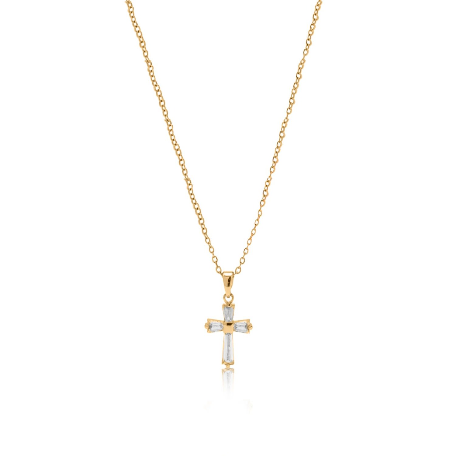Viea Women's Gold Iris Cross Dainty Pendant Necklace