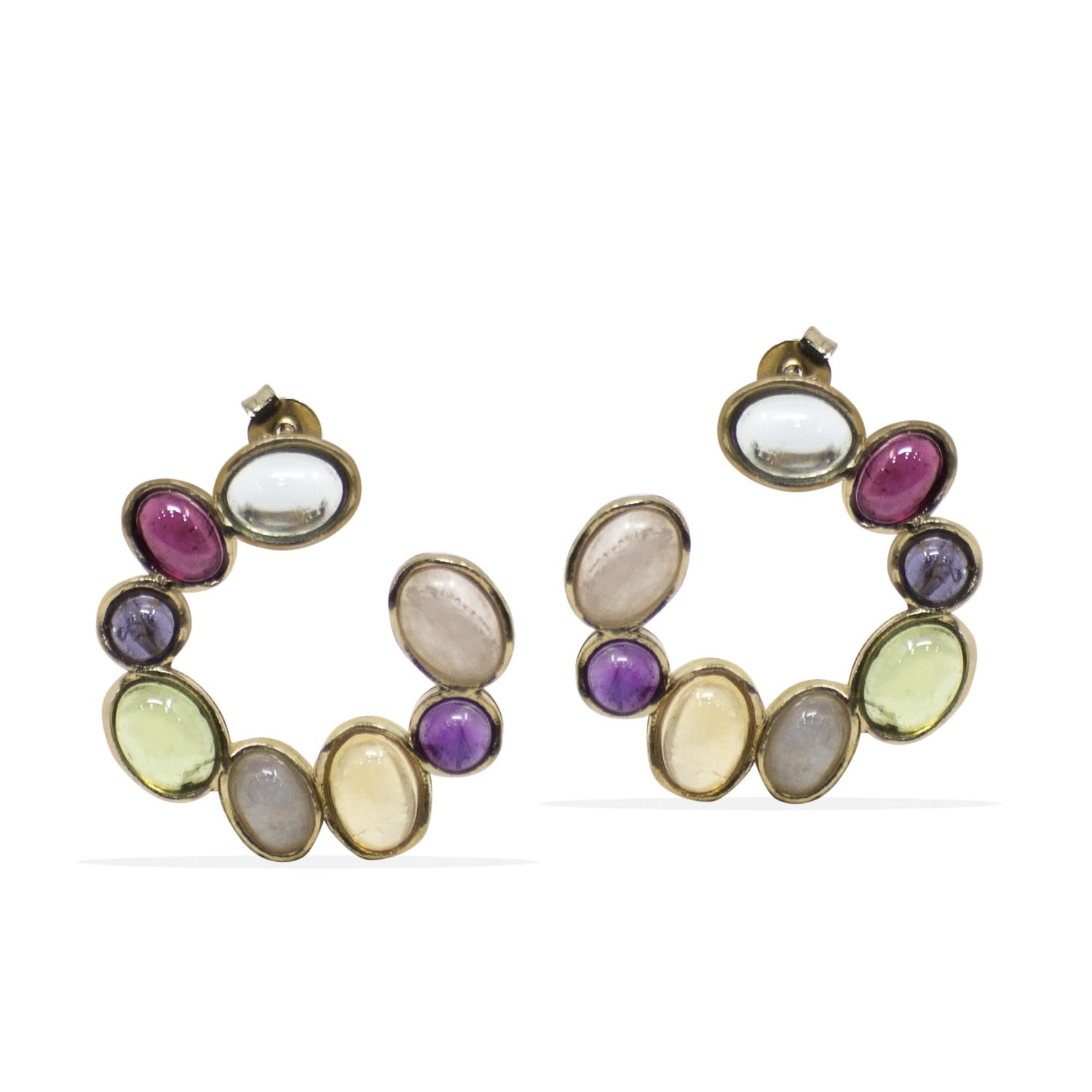 Vintouch Italy Women's Cosmo Gold-plated Multicolor Earrings In Gold