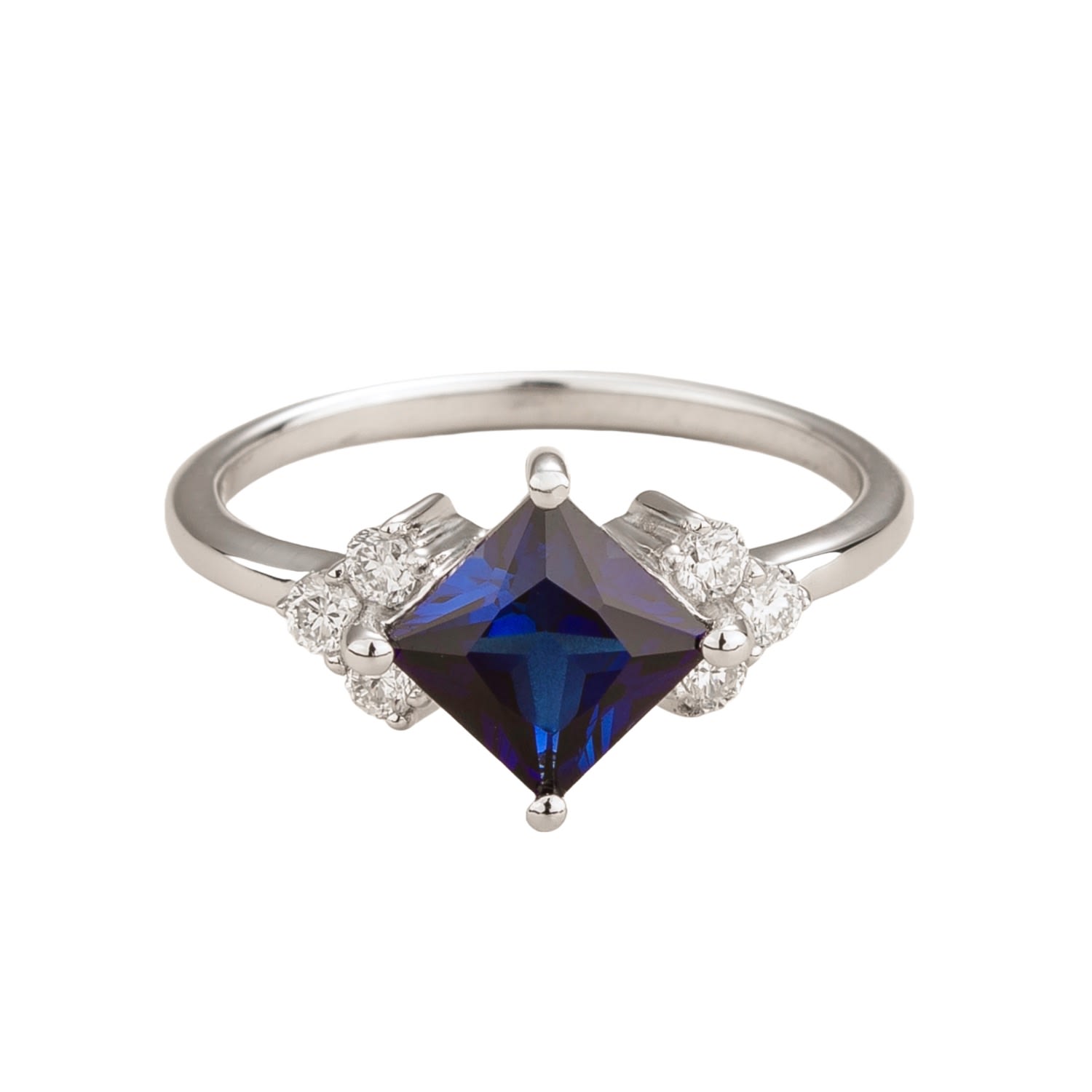 Women’s White / Silver / Blue Amore Ring In Blue Sapphire & Diamonds Set In White Gold Juvetti