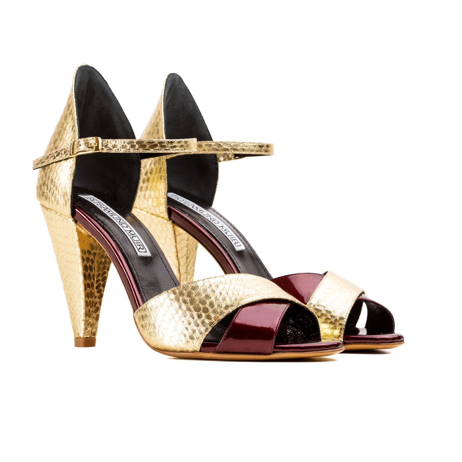 Women’s Gold / Red Aurora Gold Cobra & Bordeaux Sandals 8 Uk Rosamund Muir London