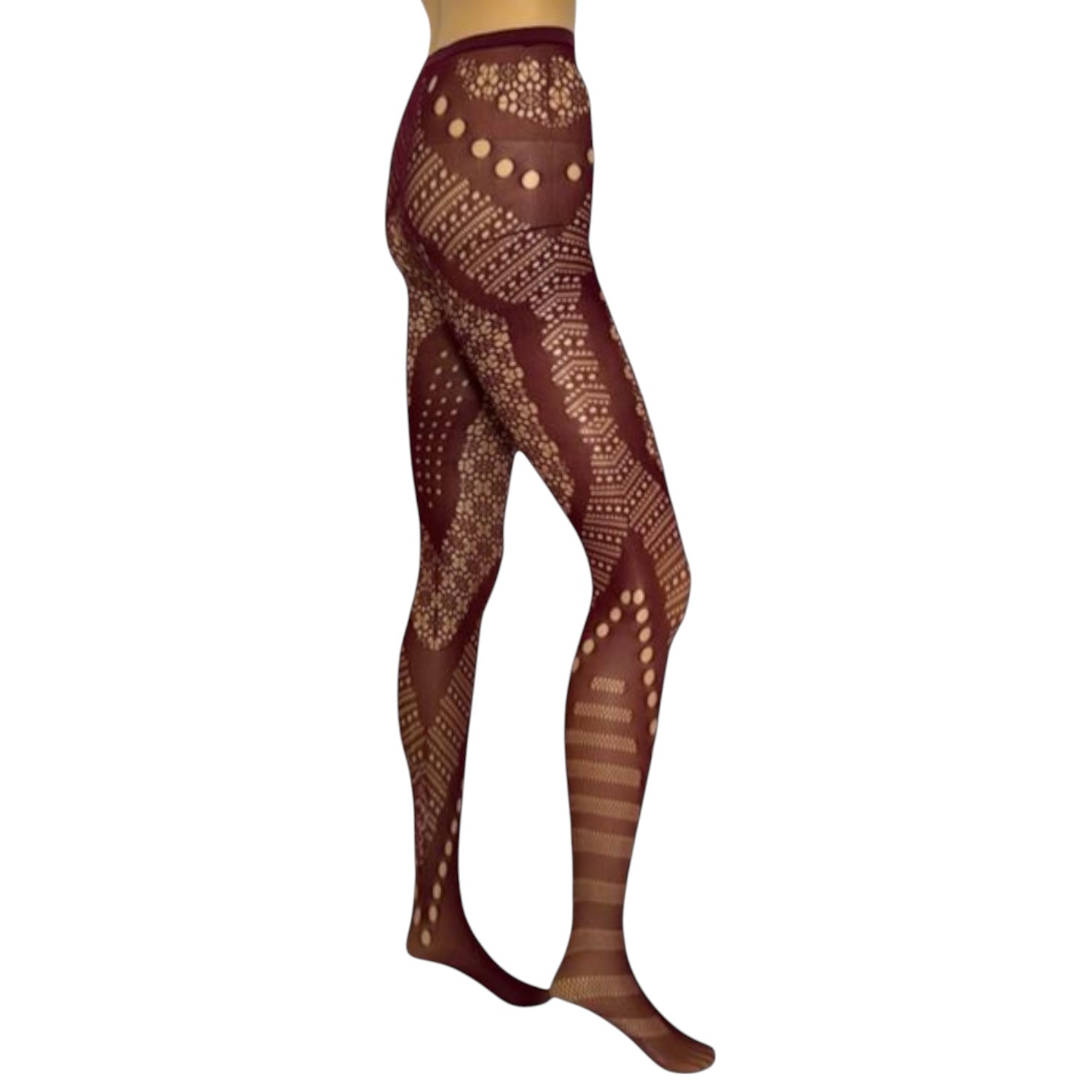 High Heel Jungle By Kathryn Eisman Women's Red Winona Fishnet Tights Burgundy