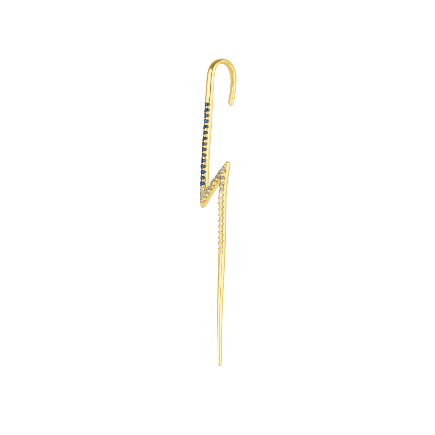 Spero London Women's True Lightning Gemstones Sterling Silver Bolt Ear Crawler - Gold