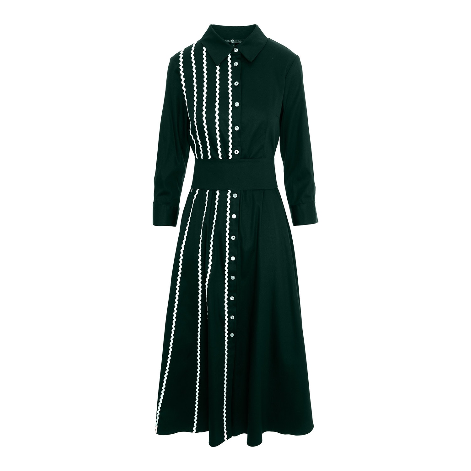 Women’s Midi Shirtdress In Dark Green Color With Belt Extra Large Izabela Mandoiu