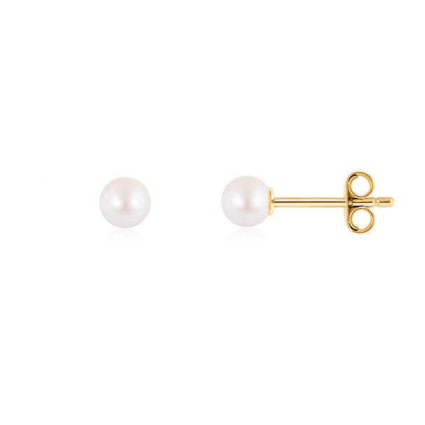 Women’s Gold / White Freshwater Pearl Stud Earrings In Gold Gold Trip