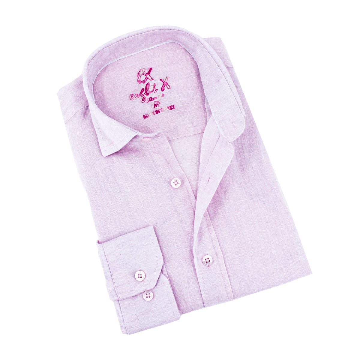 Eight X Men's Pink / Purple Linen Button Down Shirt - Rosé