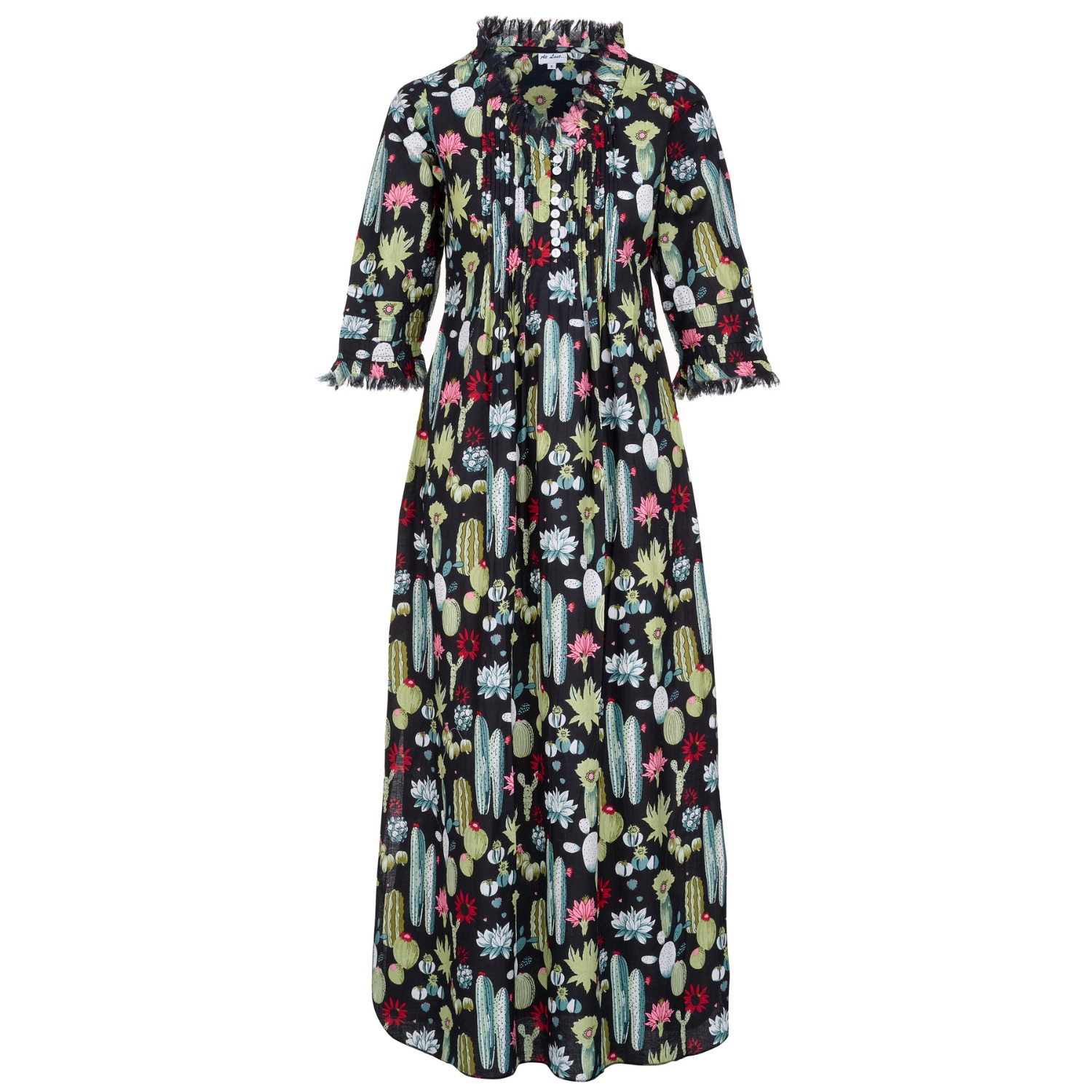 Cotton Annabel Maxi Dress In Black Cactus | At Last... | Wolf & Badger