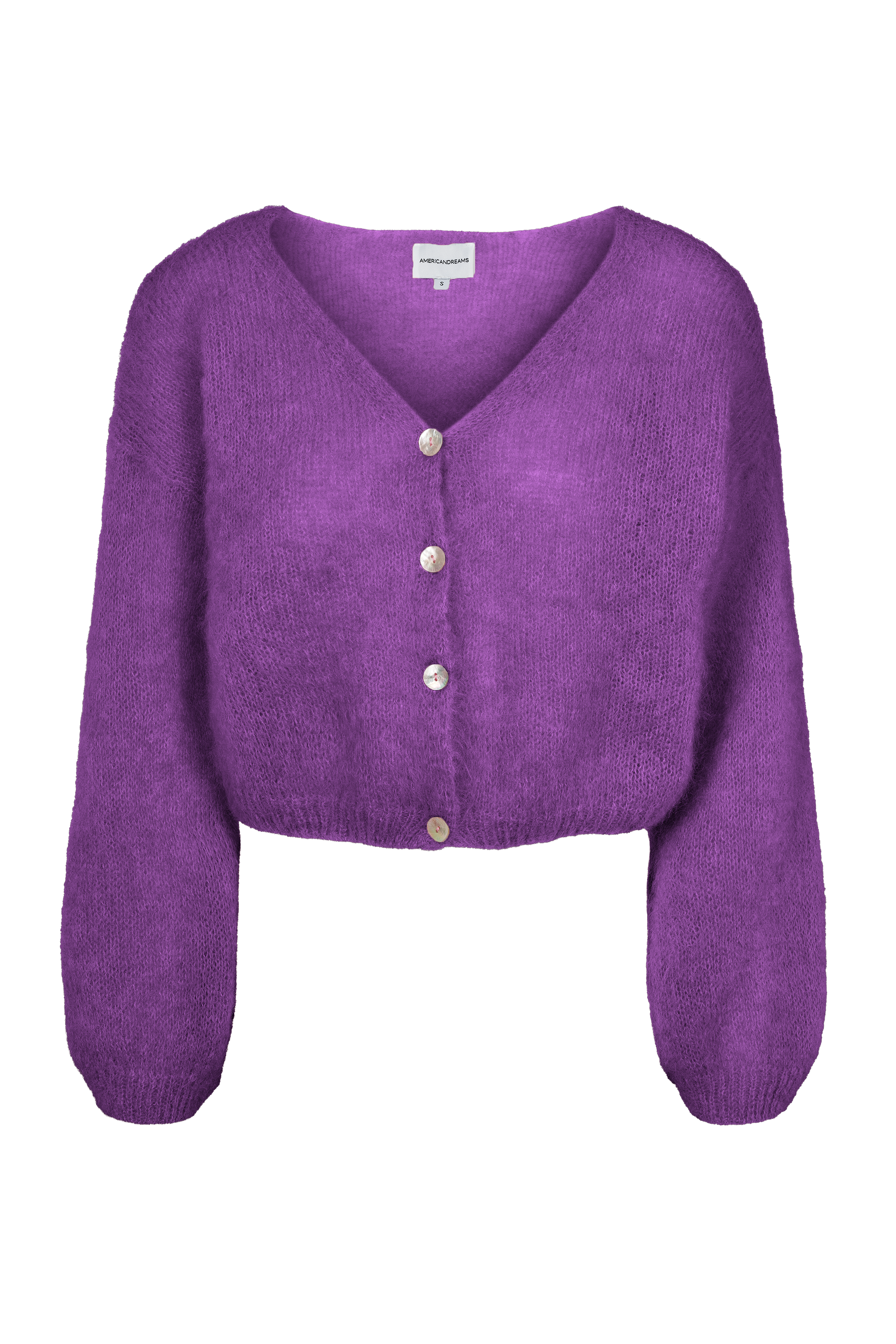 Americandreams Women's Pink / Purple Cornelia Cropped Cardigan Deep Purple