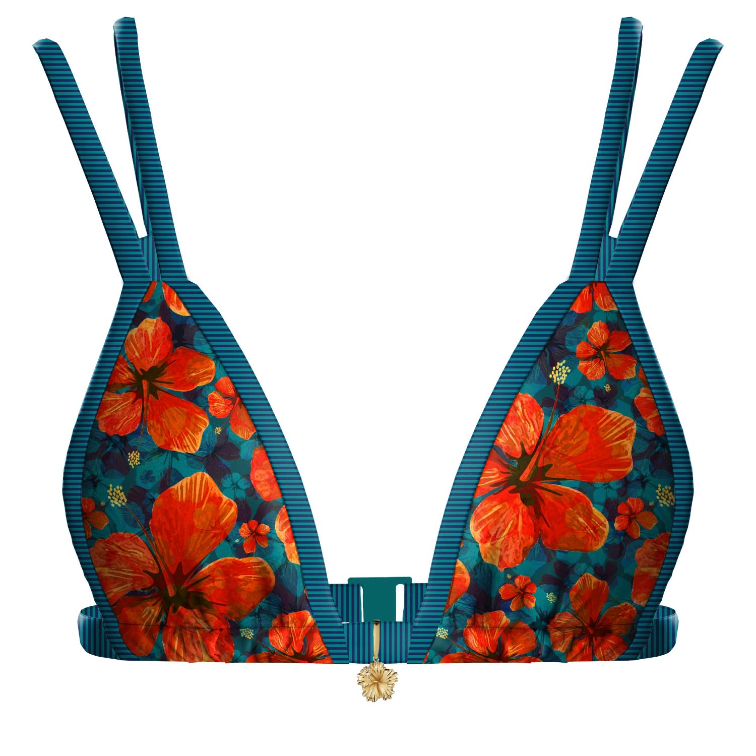 Blackbough Swim Women's Red Minna Double Strap Triangle Top / Paradise Blooms In Red