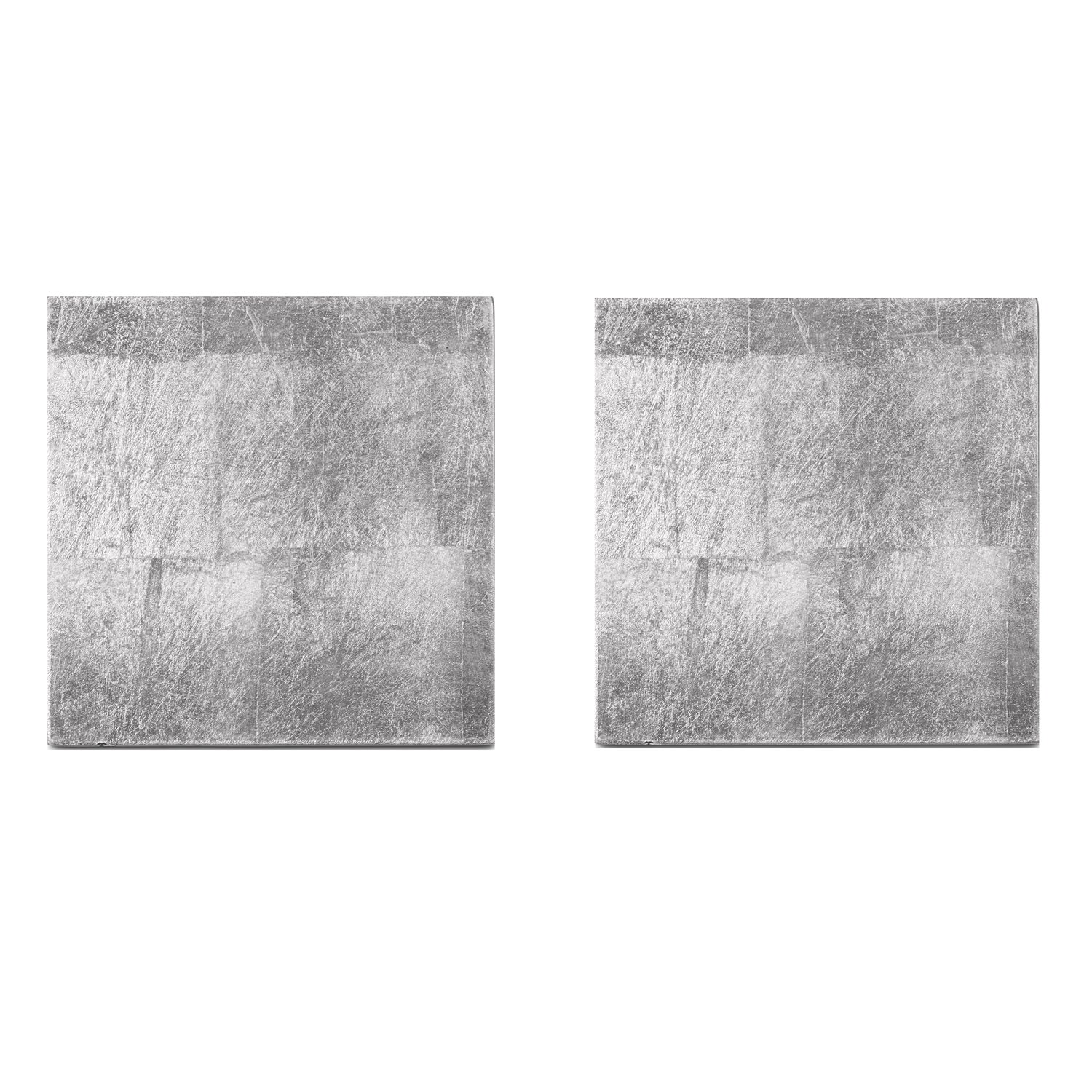Posh Trading Company Set Of Two Silverleaf Coasters - Silver In Gray