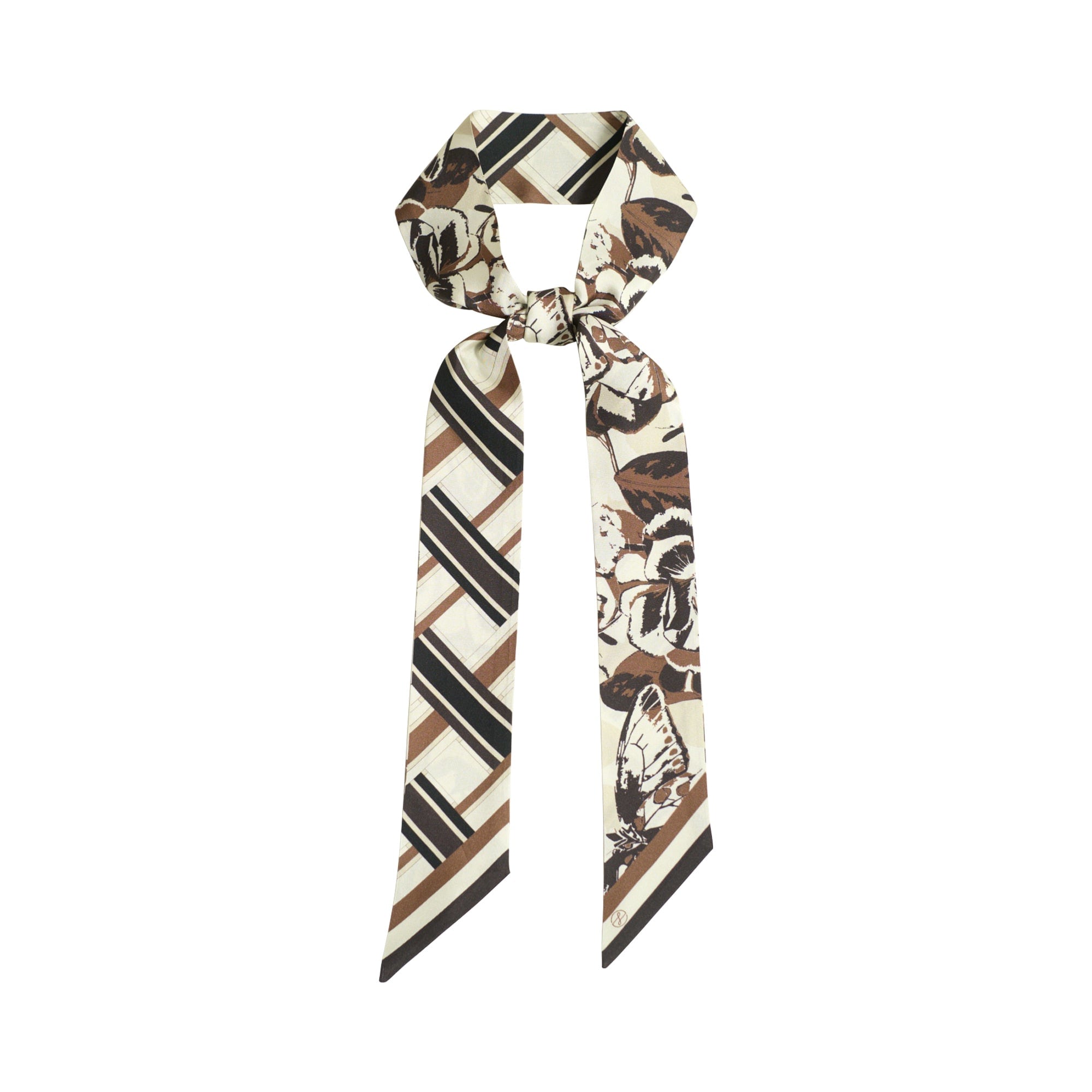 Lost Pattern Nyc Women's Lost Pattern X Leatherology Silk Twill Skinny Scarf - Neutral In Black/purple