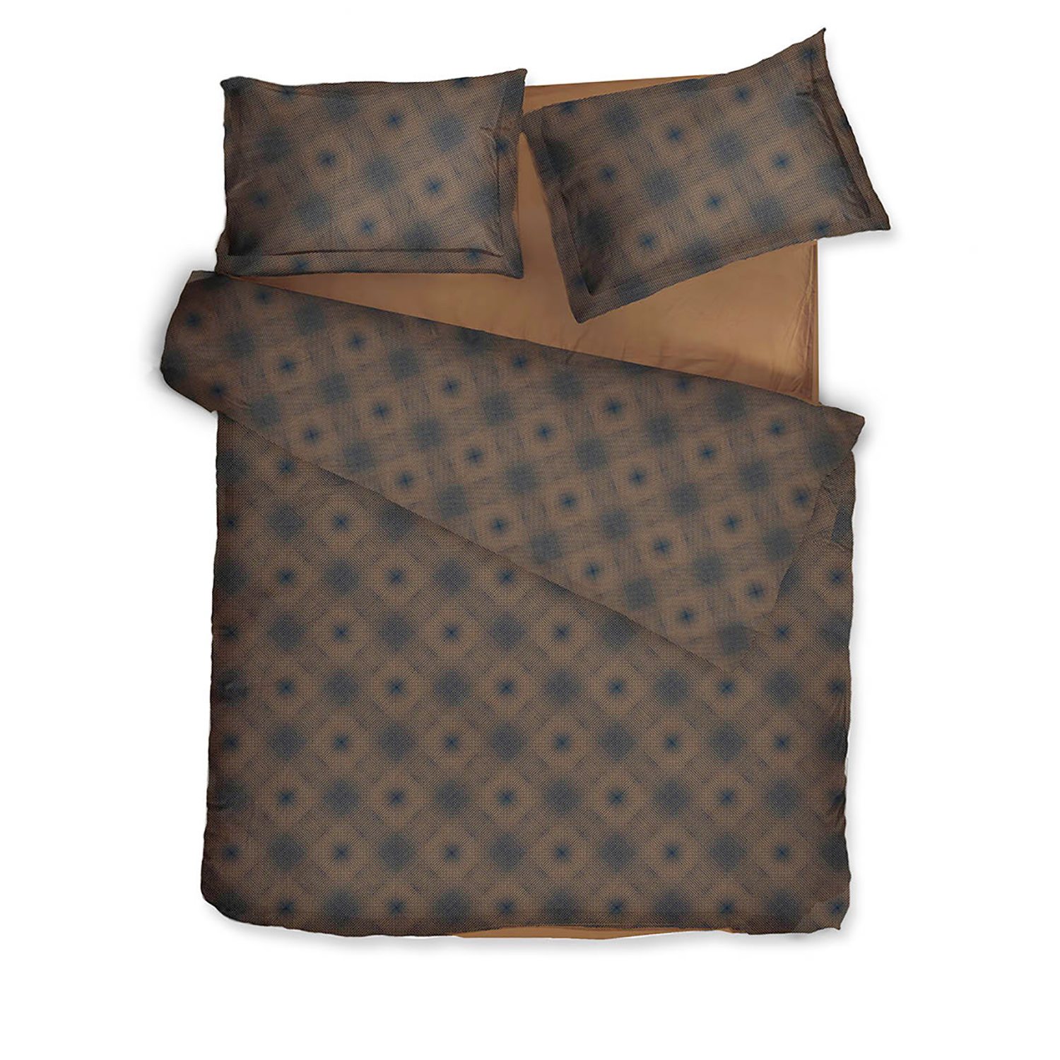 Decoflux Home Blue / Gold Sateen Bed Linen Set Mirage Gold Uk Double, Us Full In Multi