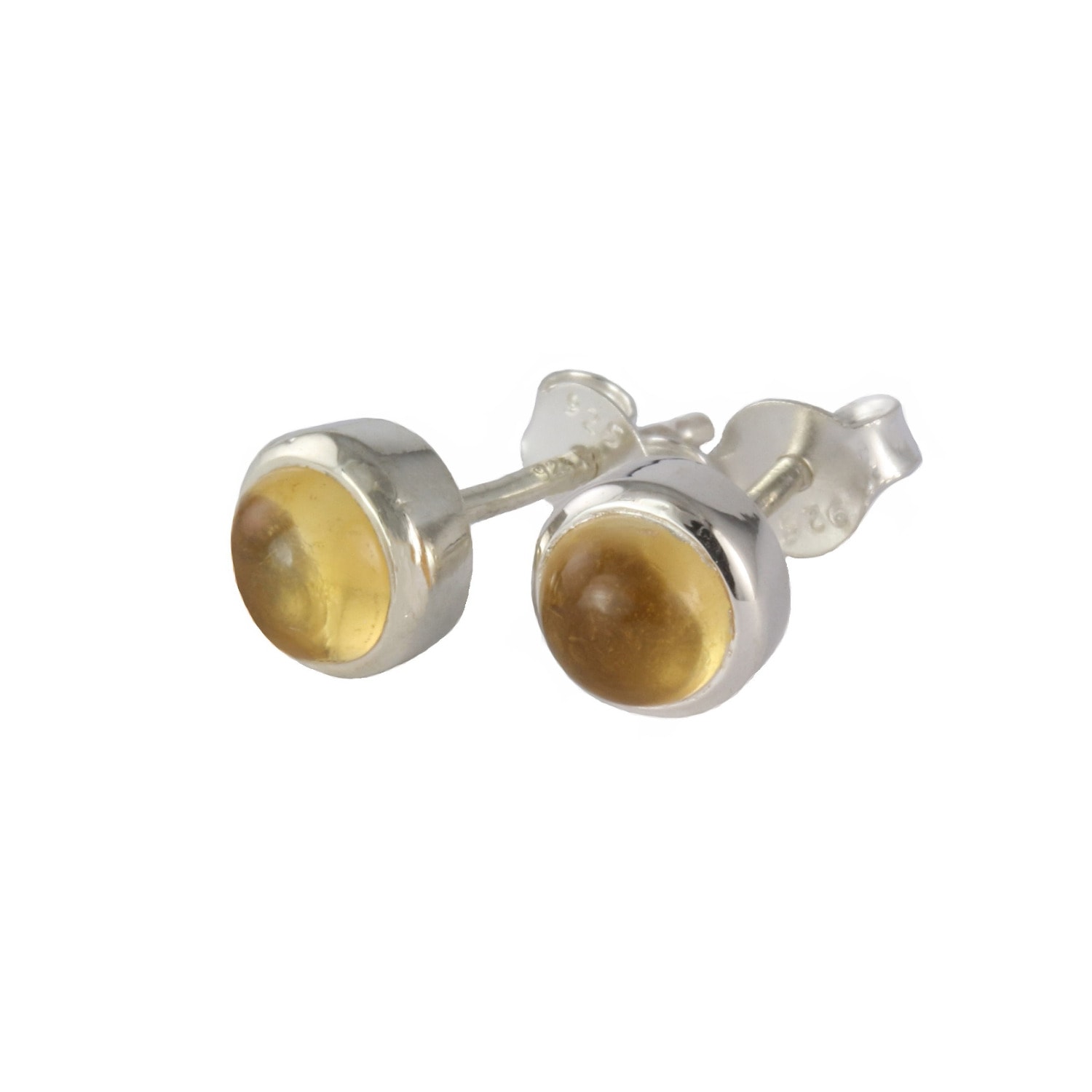 The Jewellery Store London Women's Silver / Yellow / Orange November Birthstone Earrings Studs – Citrine In Sterling Silver