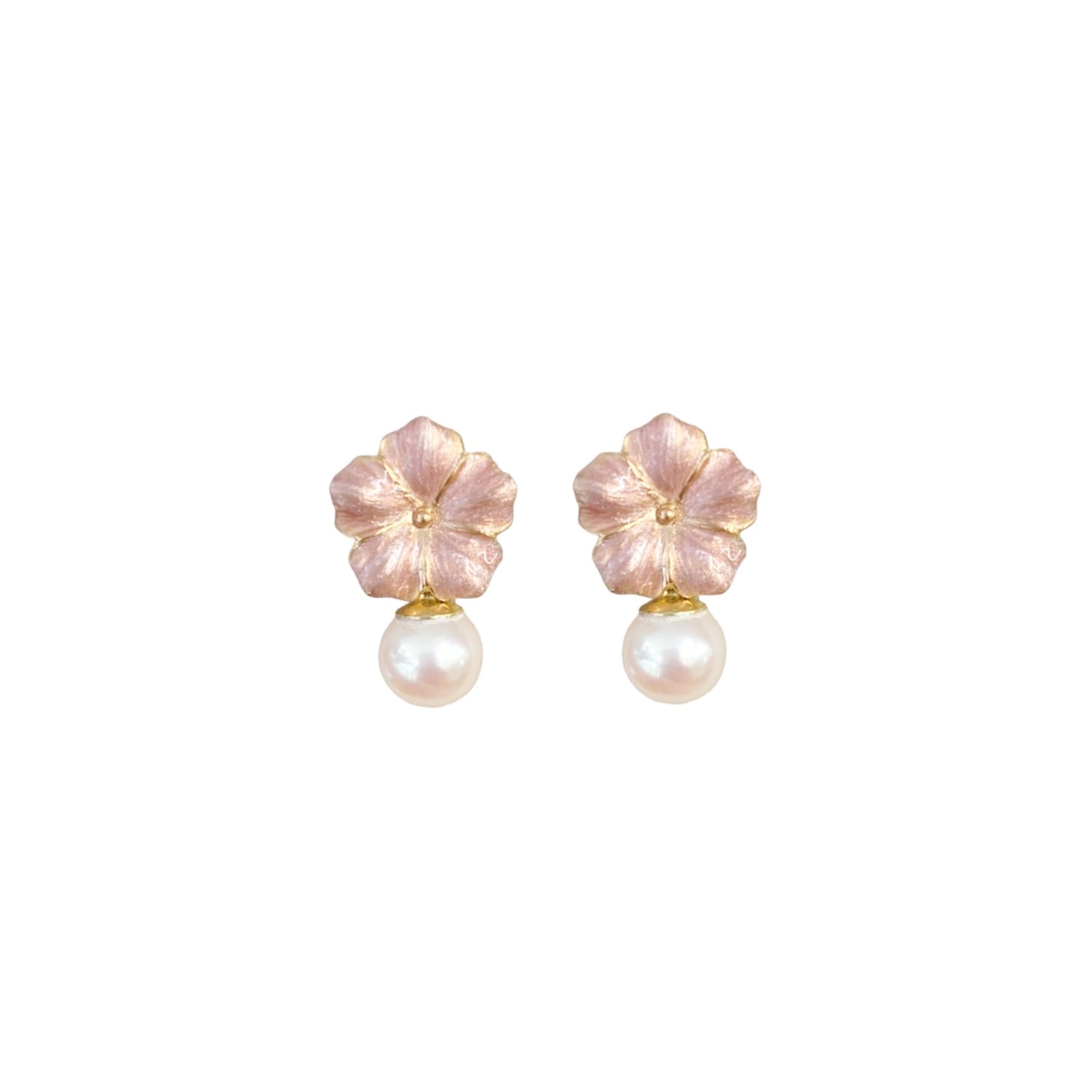 Alegoria Jewellery Women's Pink / Gold Bavella Mini Round Pearl Earrings - Pink In Multi