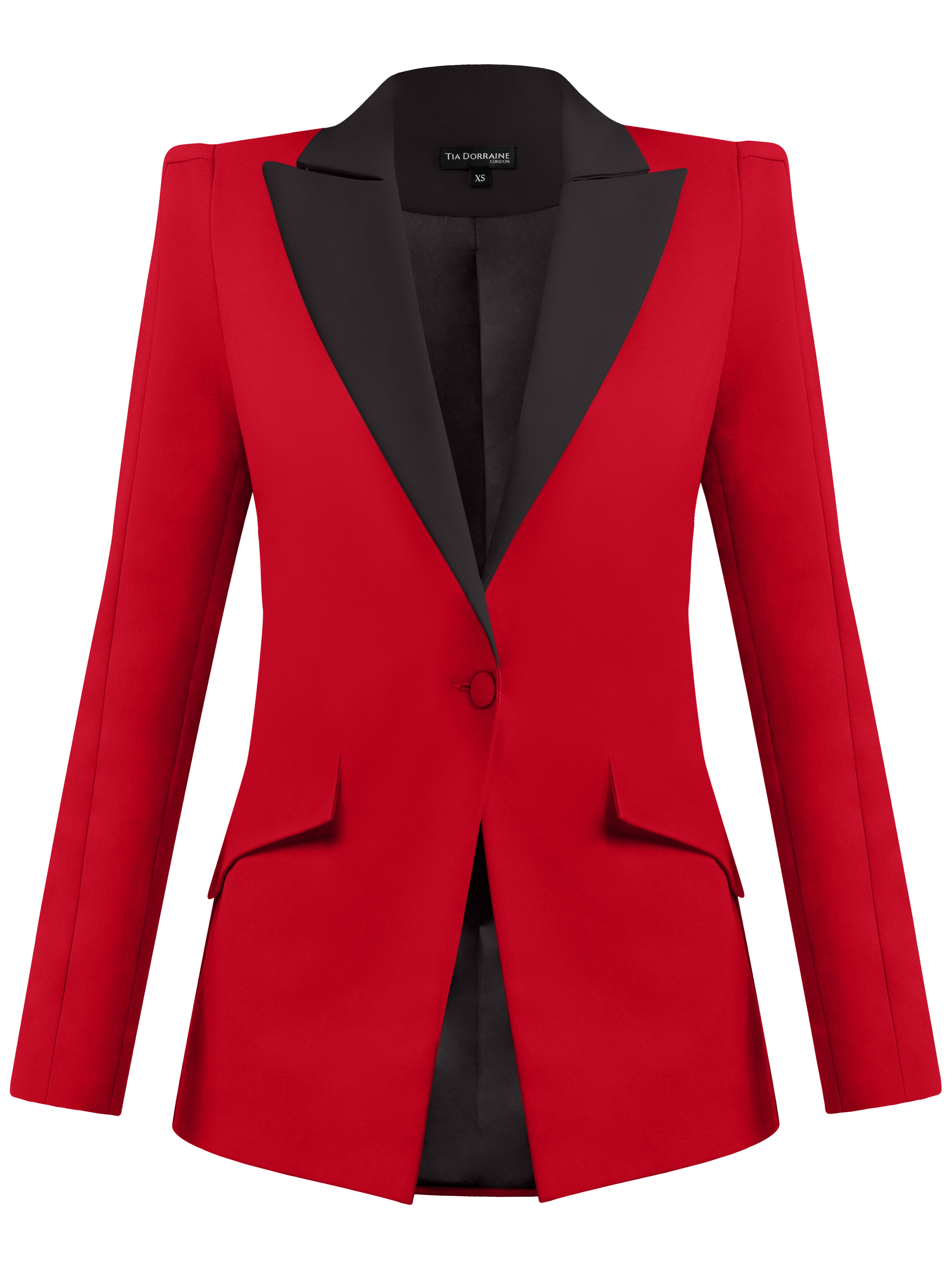 Women’s Black / Red Illusion Classic Tailored Blazer - Red & Black Extra Small Tia Dorraine