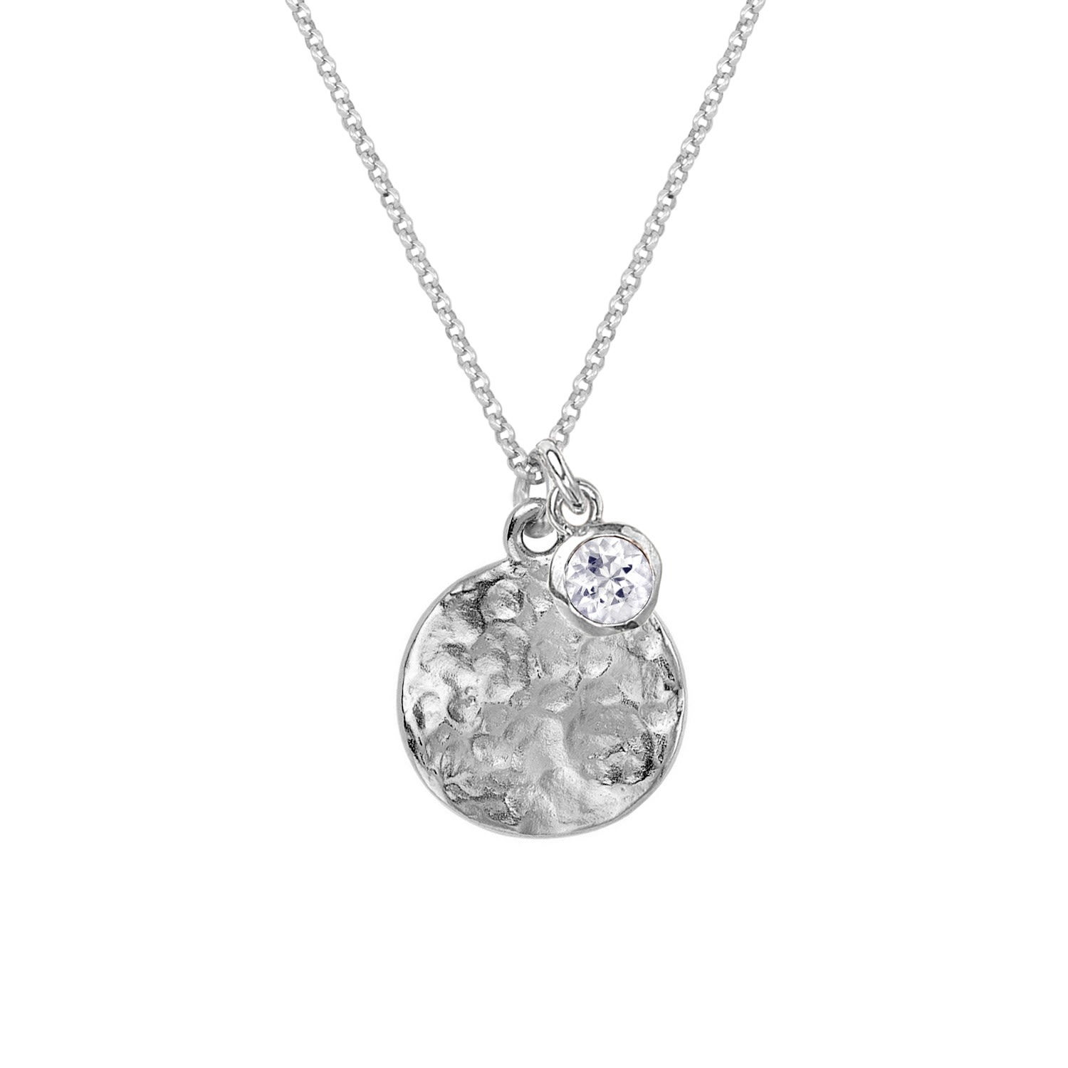 Dower & Hall Men's Hammered Disc & White Topaz Array Pendant In Silver In Silver