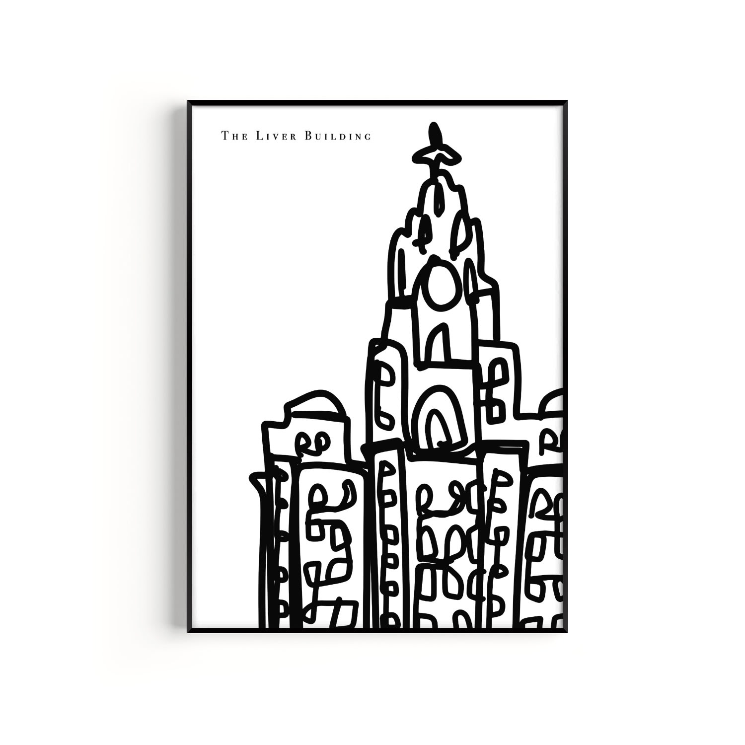 Natalie Cass Art Black / White The Liver Building Art Print - A3 In Black/white