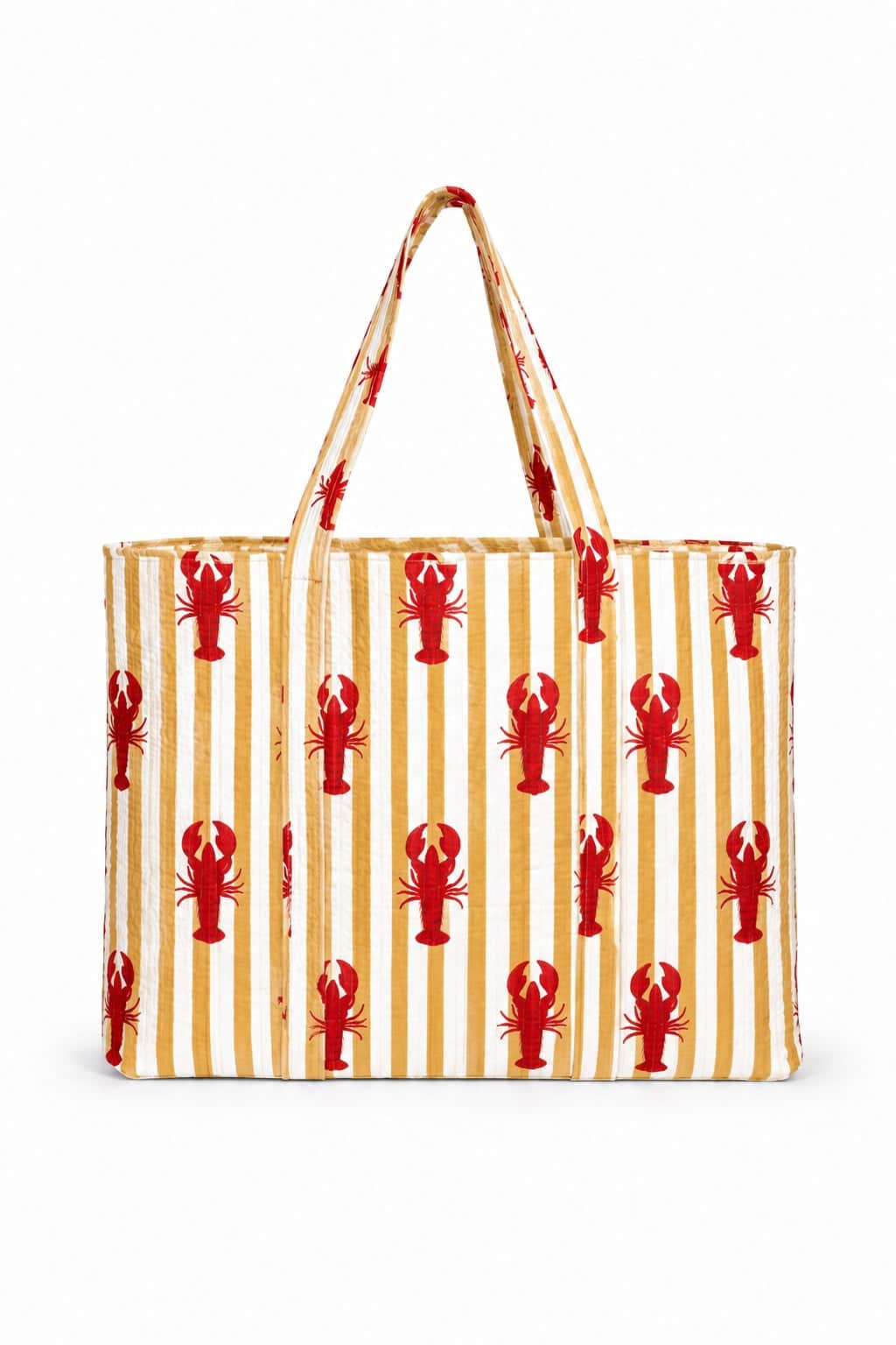 YELLOW LOBSTER ストライプ トートバッグ Striped Lobster Tote - Blue | Conscious Yoga Collective | Wolf