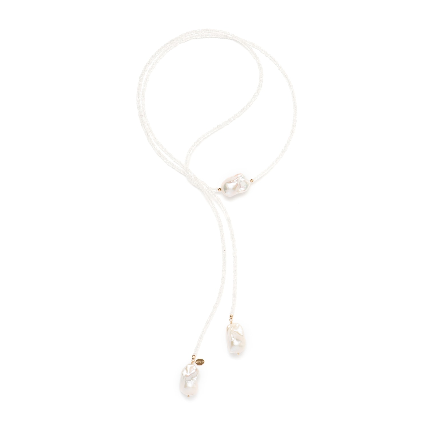 Monái Women's White Long Baroque Pearl Moonstone Necklace