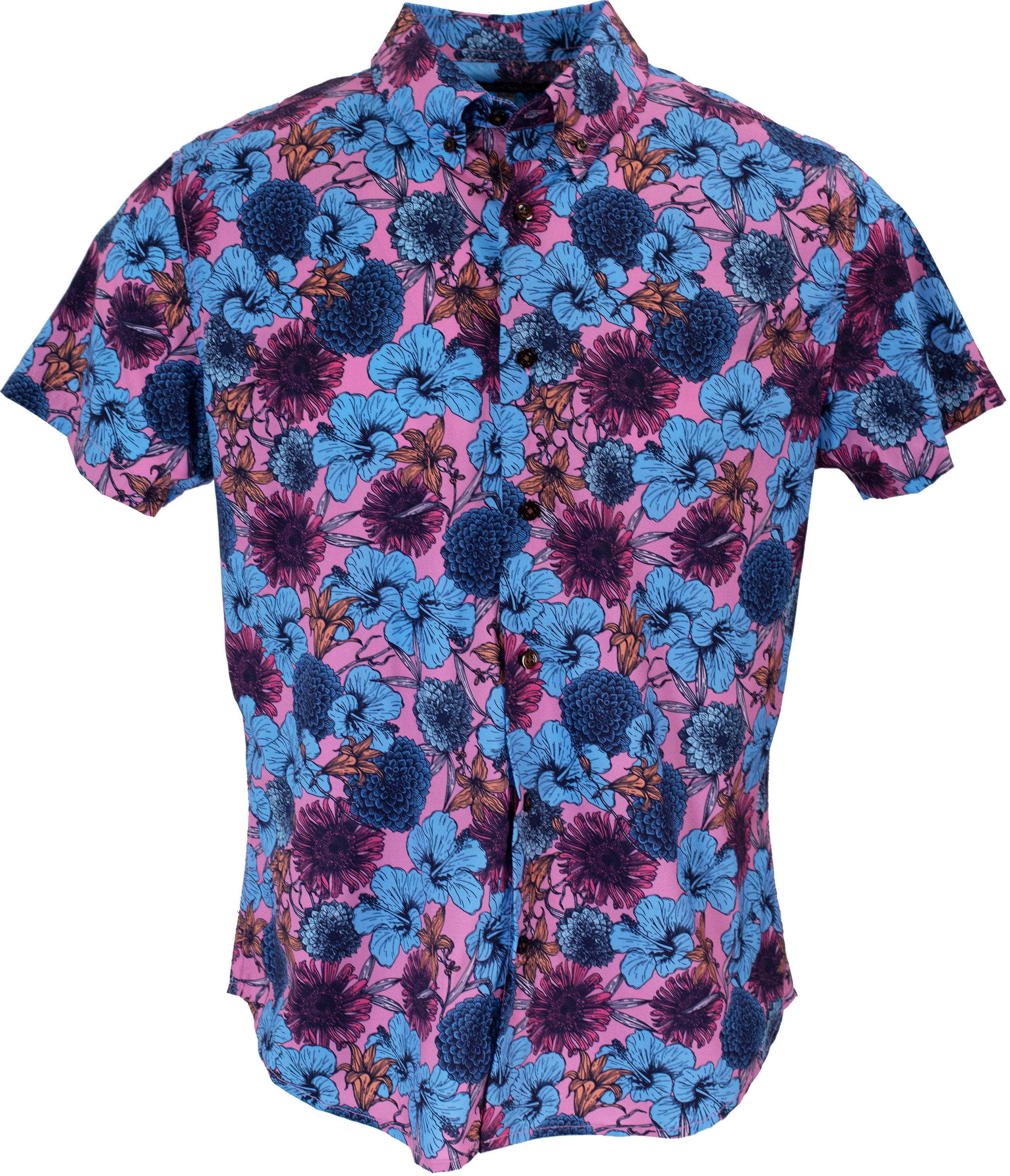 Lords Of Harlech Tim Hibiscus Garden Shirt In Pink