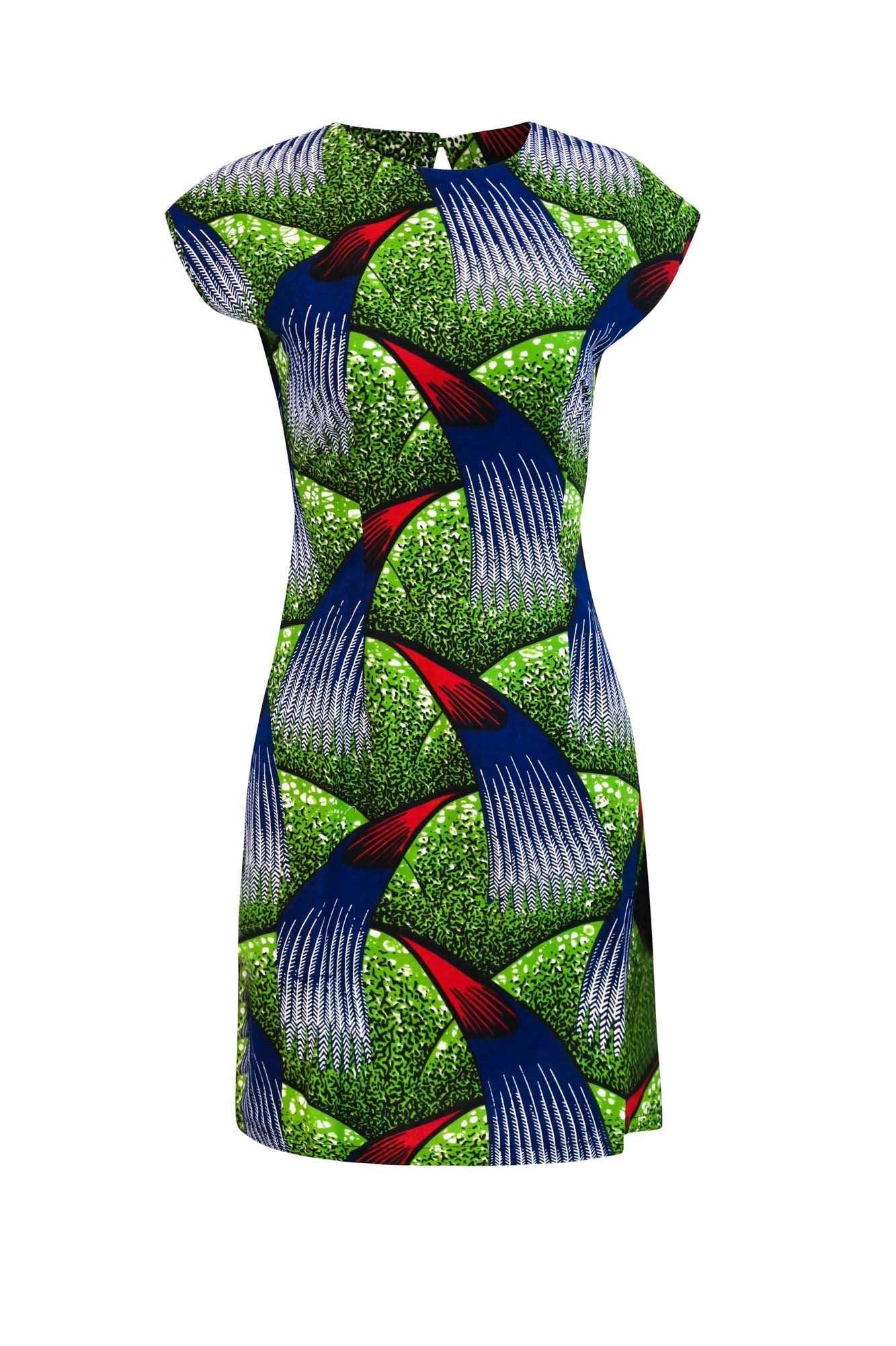 Women’s Green / Blue / Red Dela Open Back Mini Dress Red - Blue - Green Banana Tree Print Tropicana Large Oliveankara