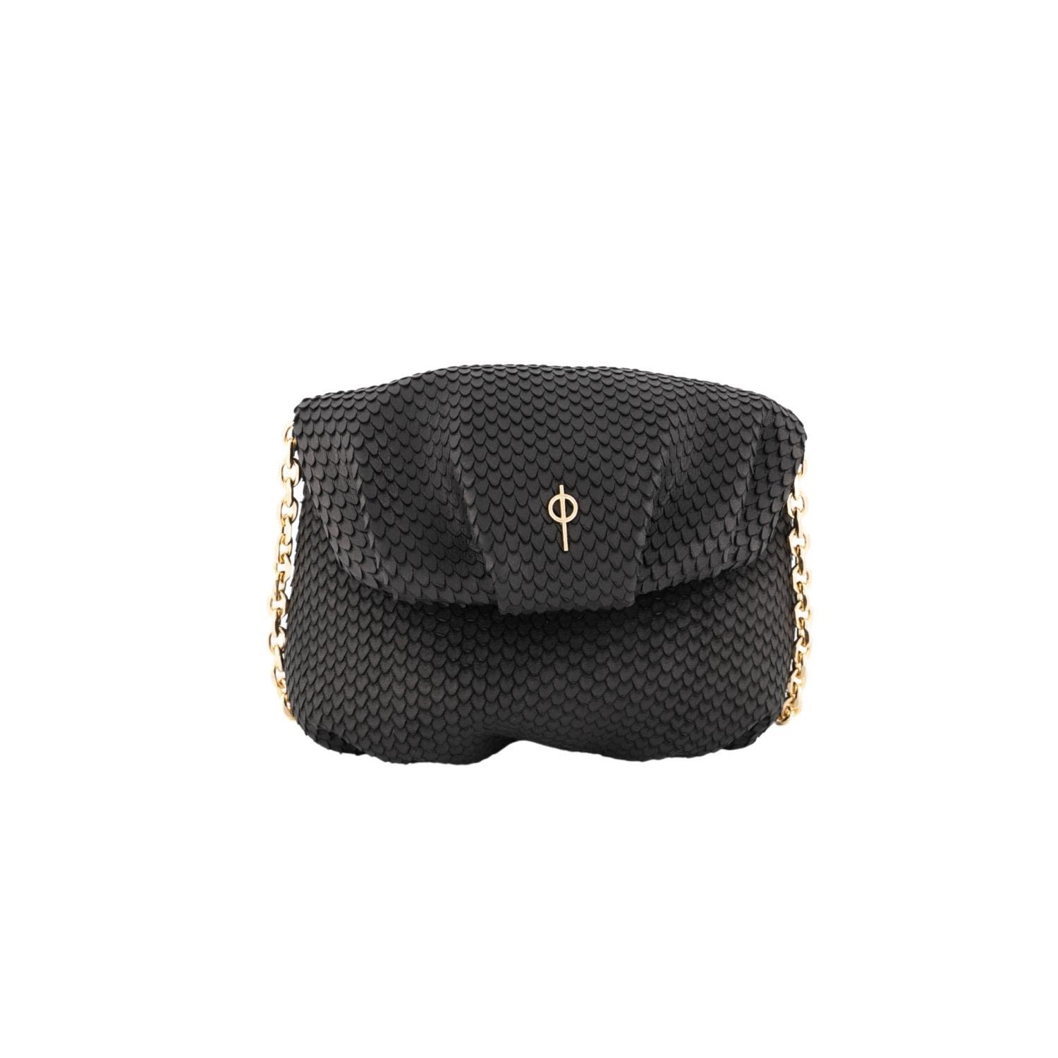 Women's Baby Leda Snake Black - Leather Crossbody | Otrera