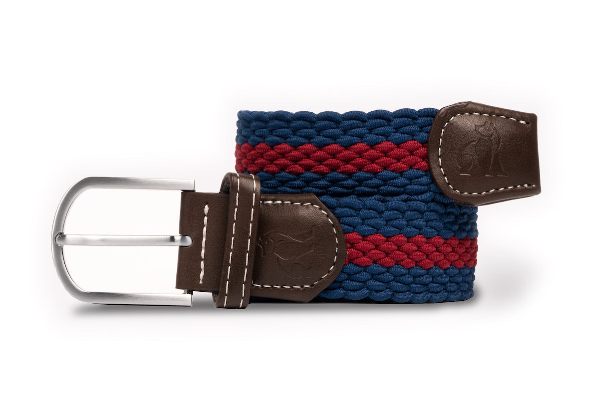 Men’s Blue / Red Woven Belt - Blue & Burgundy Stripe Medium Swole Panda