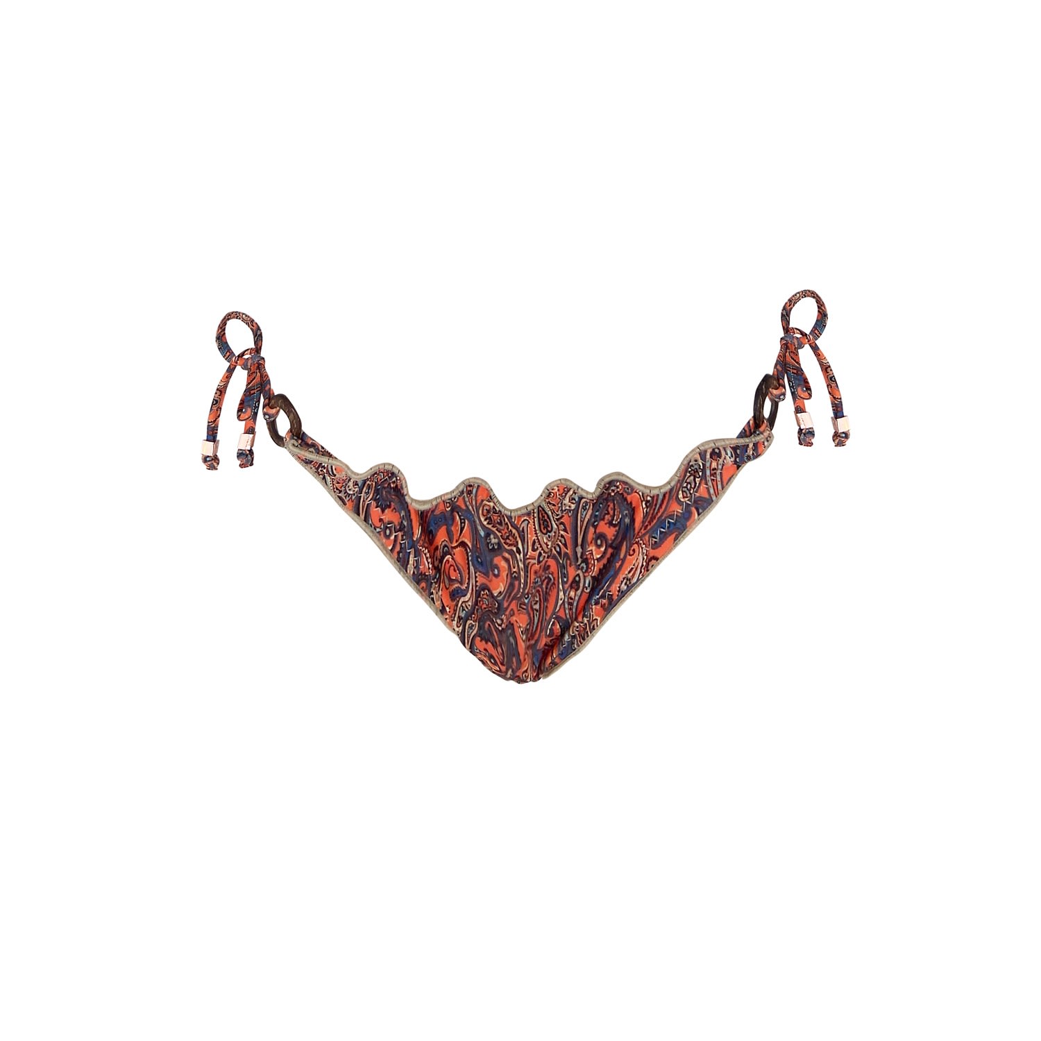 Women’s Yellow / Orange / Red Tangerine Orange Paisley Ruched Edge Bikini Bottom Laia Medium Elin Ritter Ibiza