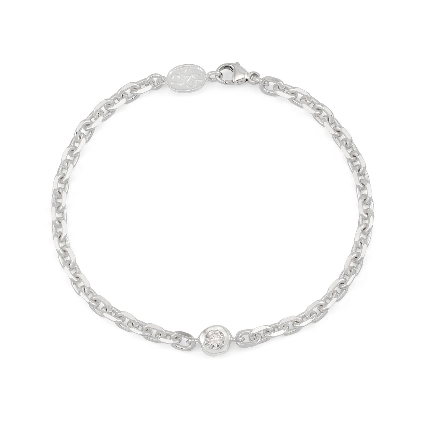 Dower & Hall Men's White Topaz Chain Bracelet In Sterling Silver In Silver