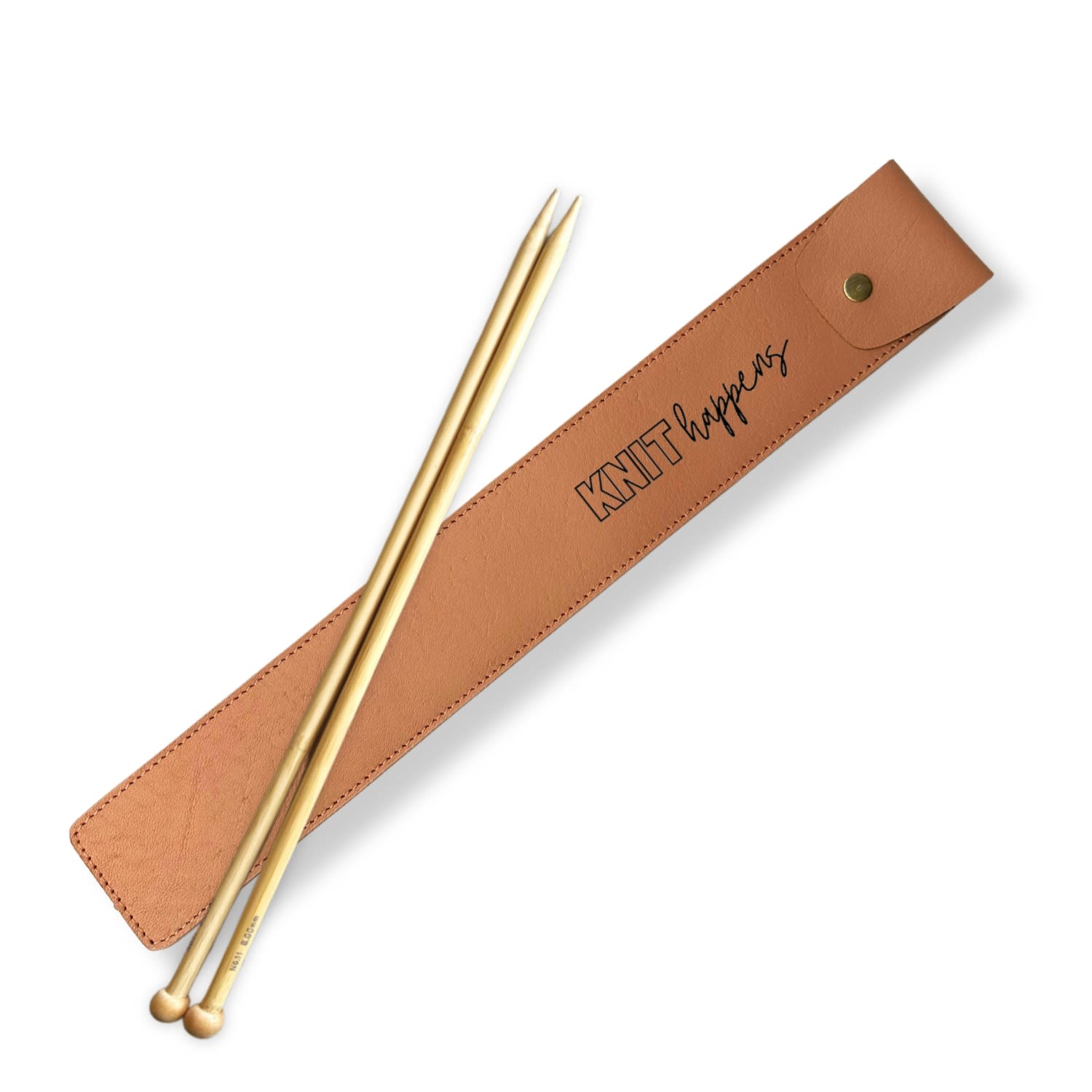 Vida Vida Women's Pink Leather Knitting Needle Cover In Blush - Knit Happens In Pink