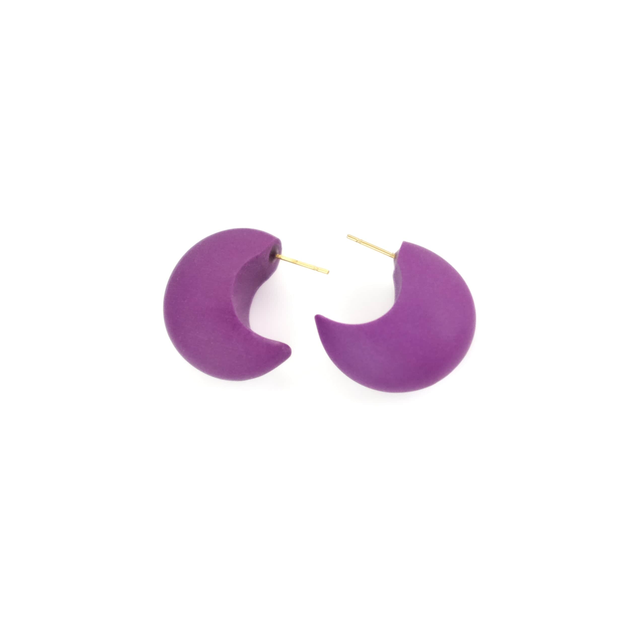 By Chavelli Women's Pink / Purple Chubby Huggie Hoops In Deep Purple