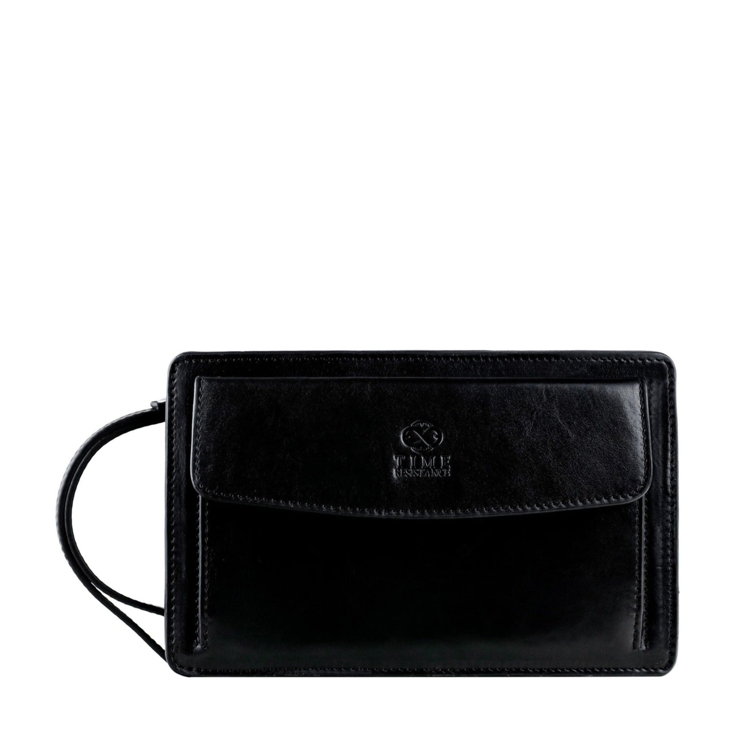 Time Resistance Men's Black Leather Clutch Purse - Decameron In Black