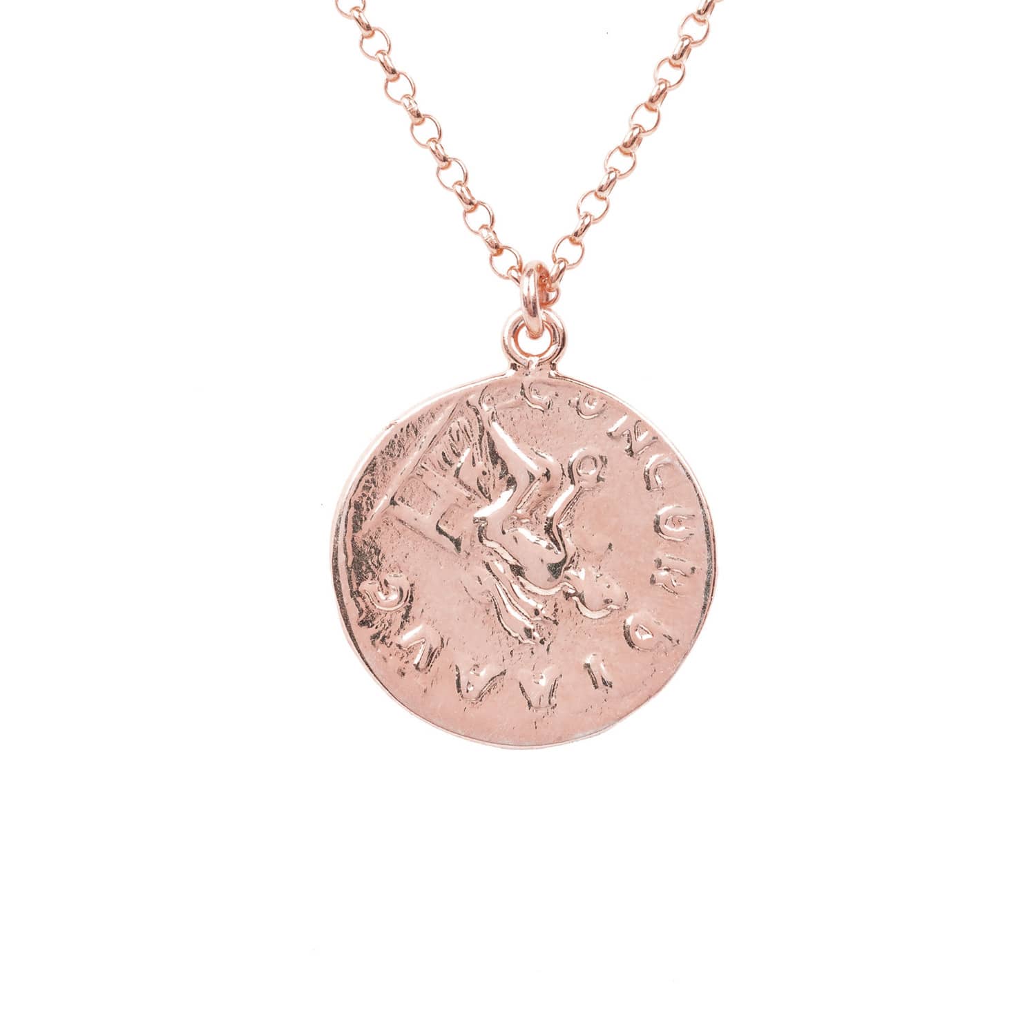 Roman Coin Pendant Necklace Rosegold LATELITA Wolf Badger