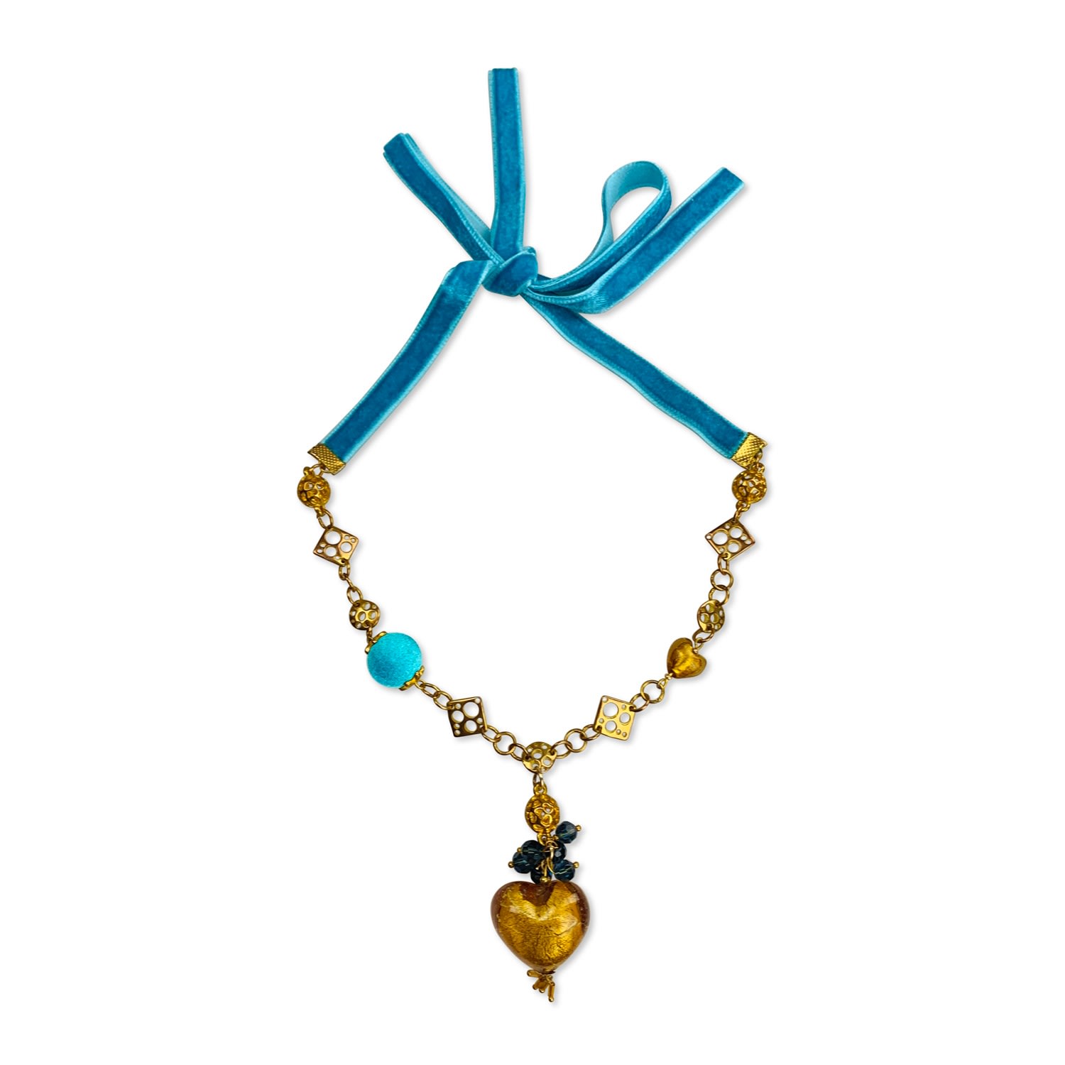 Bellus Domina - Gold Murano Glass Heart Necklace