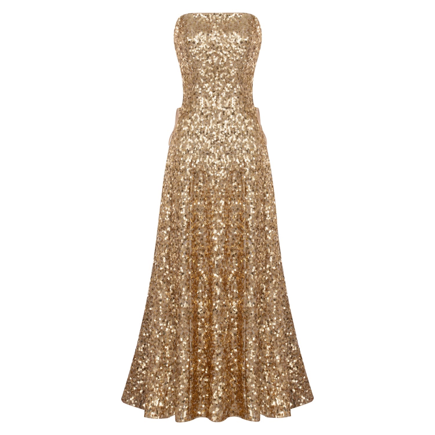 Women's Golden Long Dress | Small | Elsava