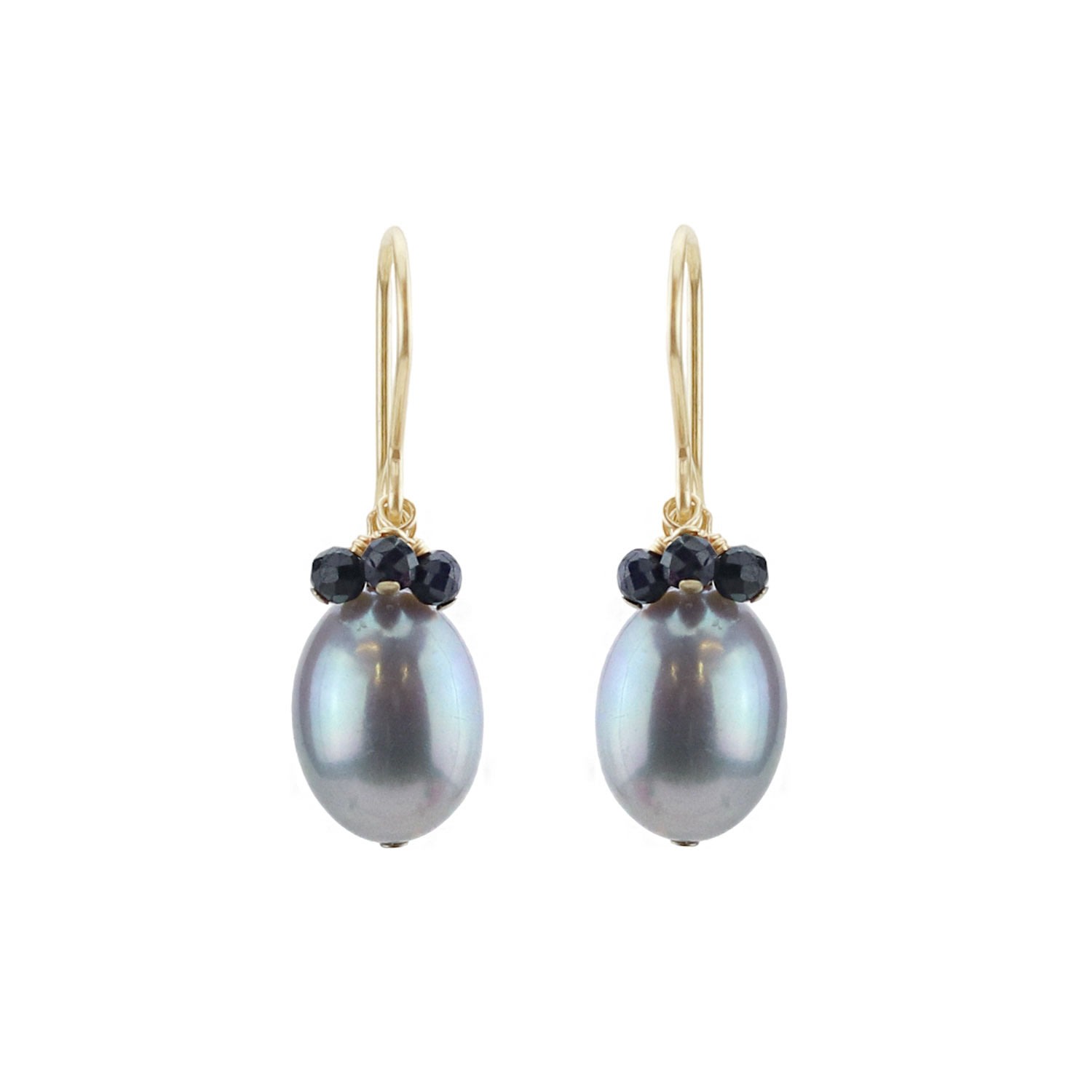 Mounir London Women's Grey Pearl And Sapphire Cluster  Drop Earrings In Multi