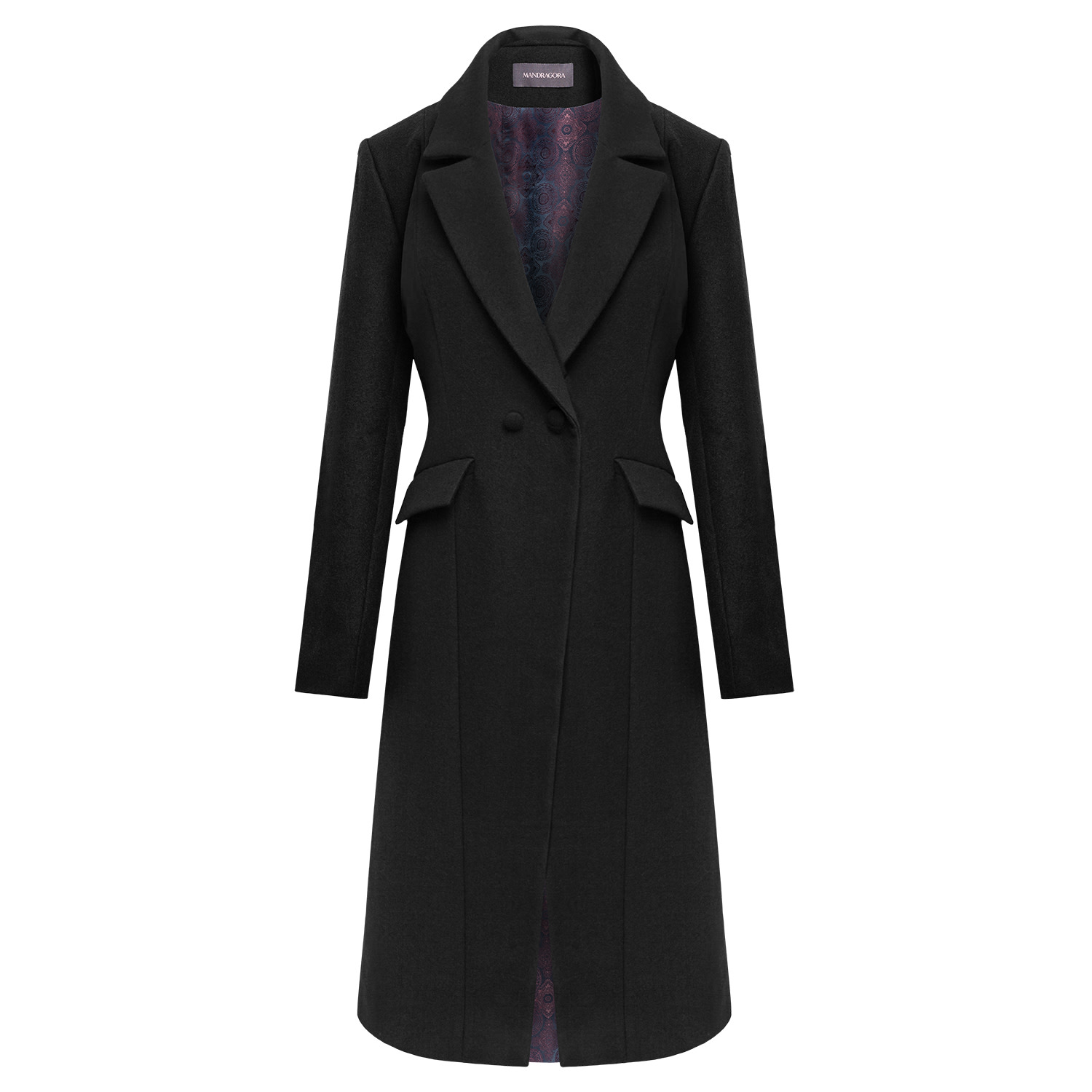Mandragora Women's Black Classic Wool Coat
