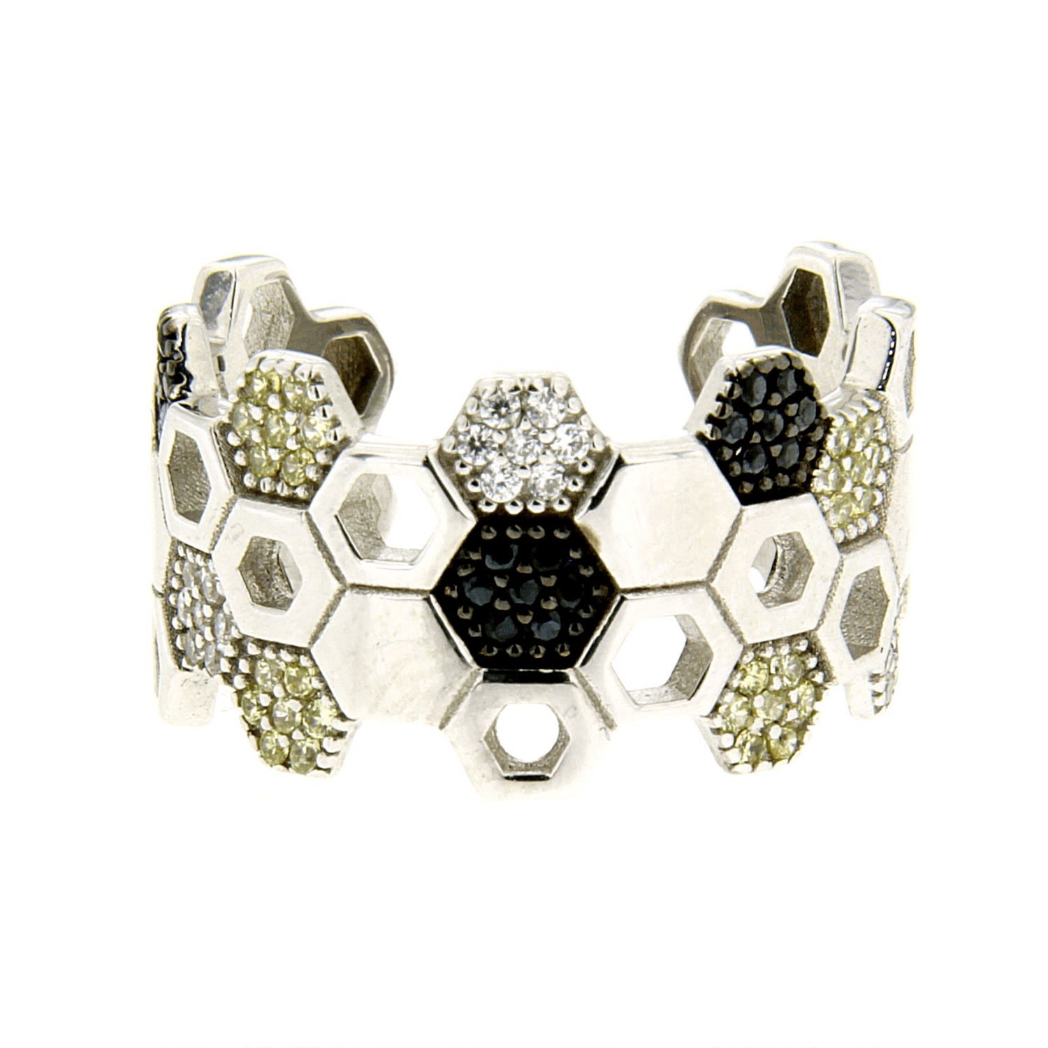 Women’s Sterling Silver Honeycomb Bee Ring Cosanuova