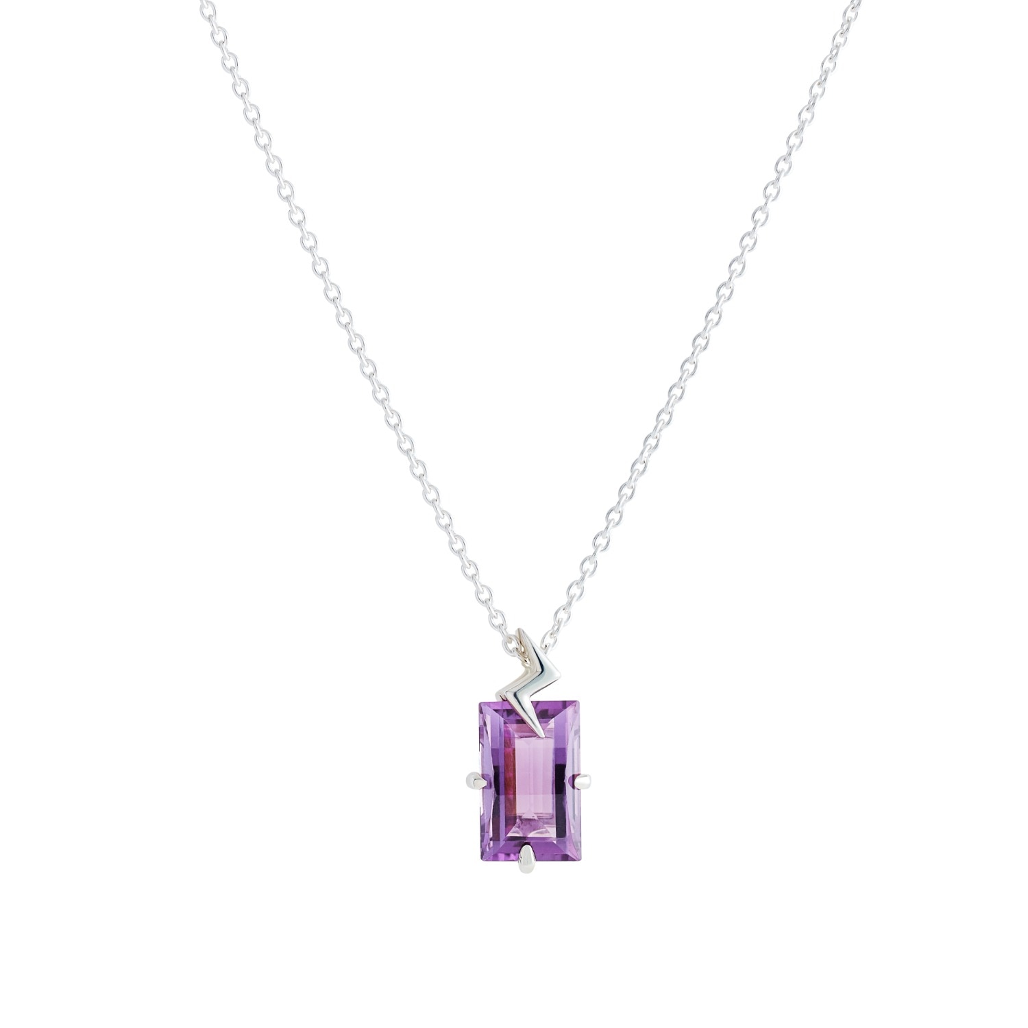 Toolally Women's Pink / Purple Purple Amethyst Bolt Pendant- Sterling Silver In Purple
