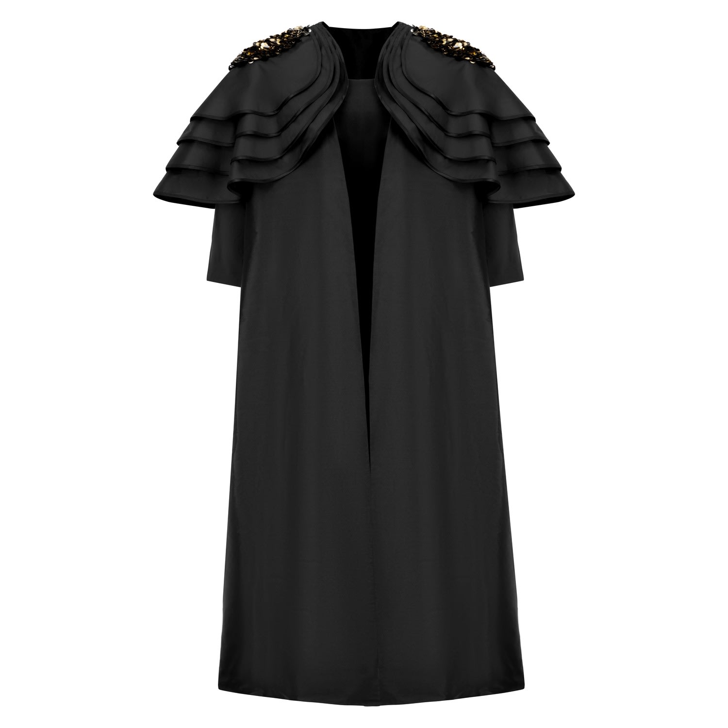 Azzalia Women's Multi Layered Raw Silk Sleeves With Inserted Embroidery